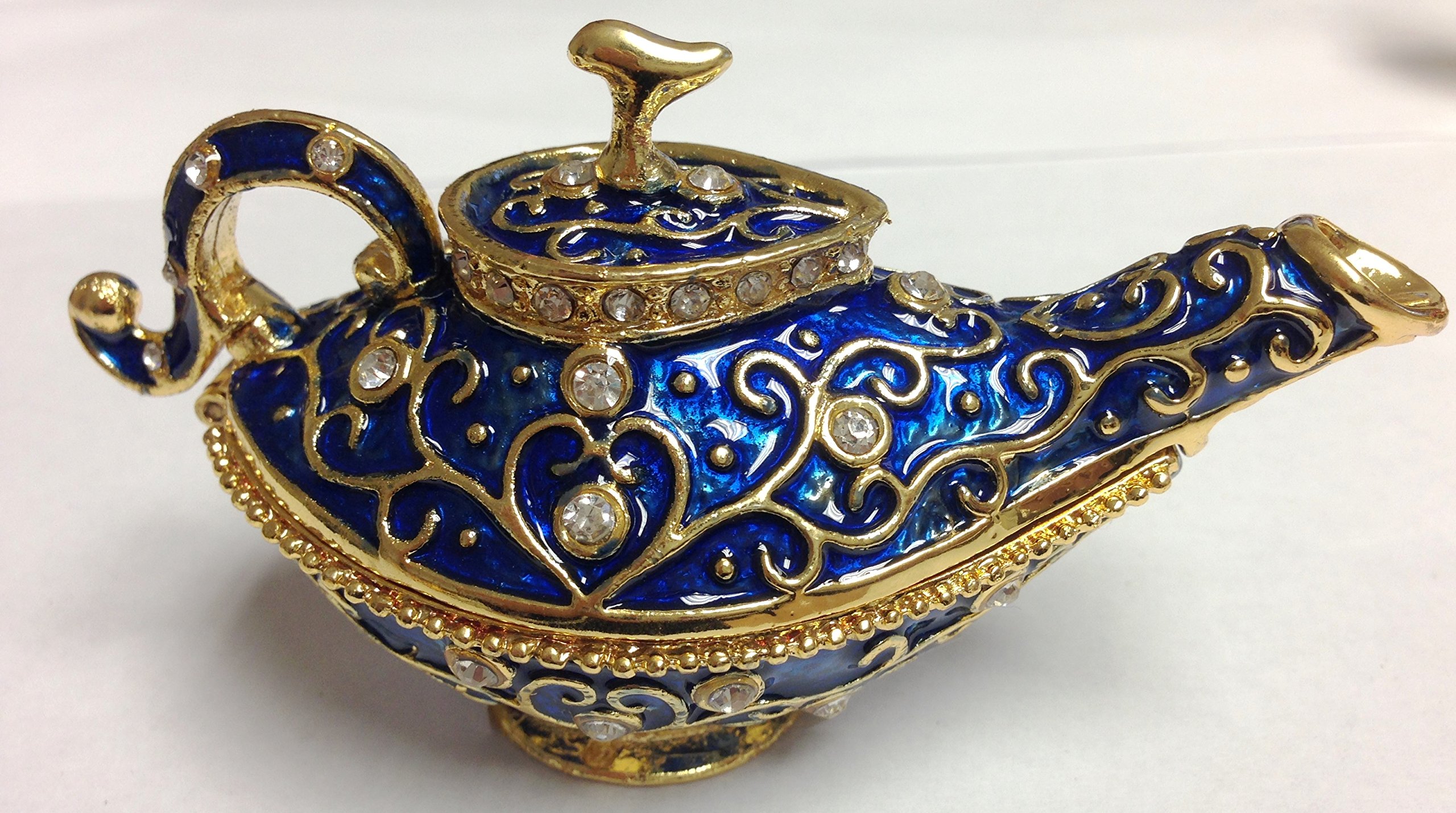 Blue Genie Jewelry Box - Bejeweled Trinket Storage for Home Decor