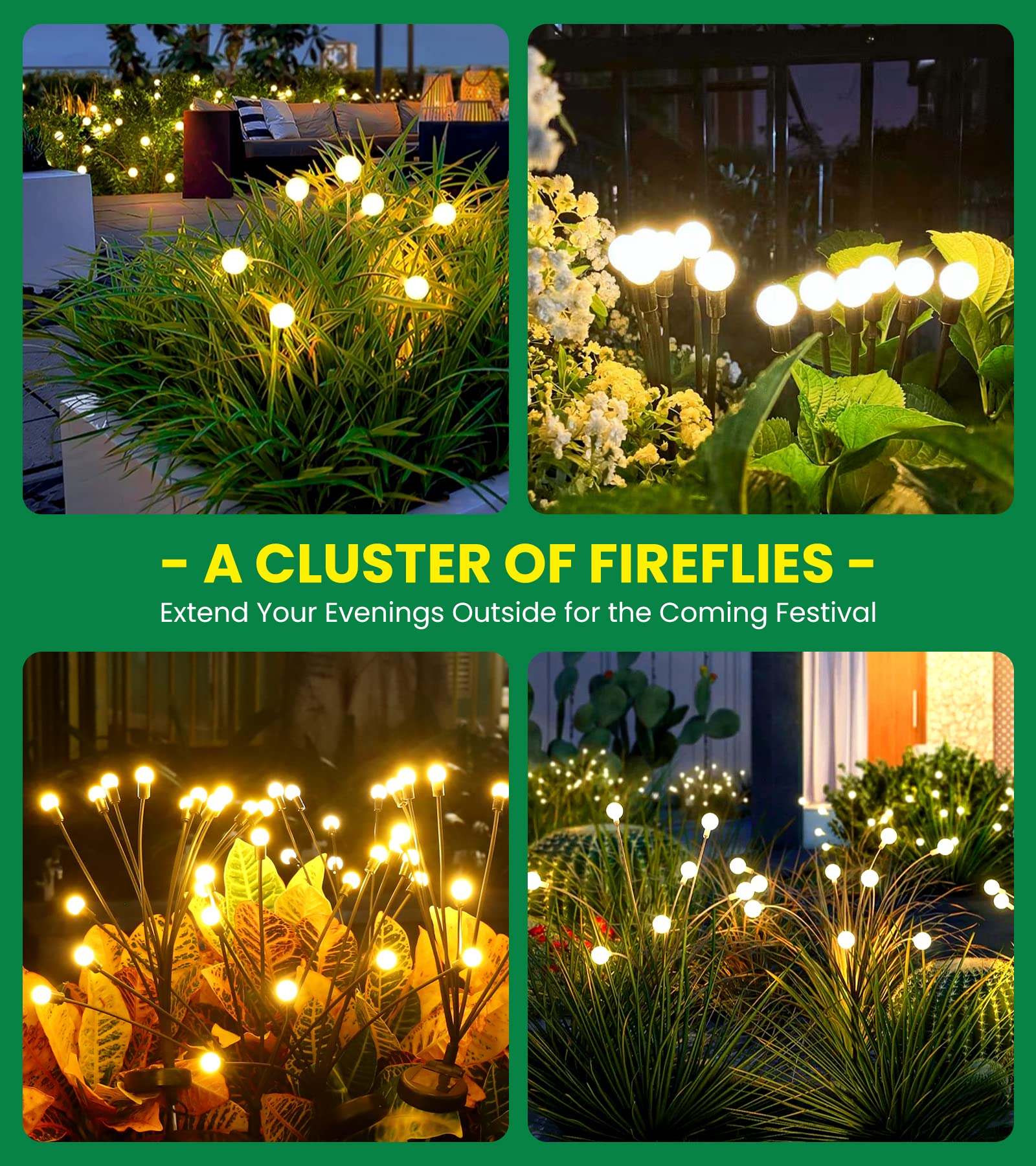 6 Pack Solar Firefly Lights - Upgraded Wind Swaying Solar Garden Lights, Waterproof Outdoor Solar Lights for Yard, Patio, Pathway Decoration | Perfect for Backyard, Garden, Walkway & Landscape Lighting