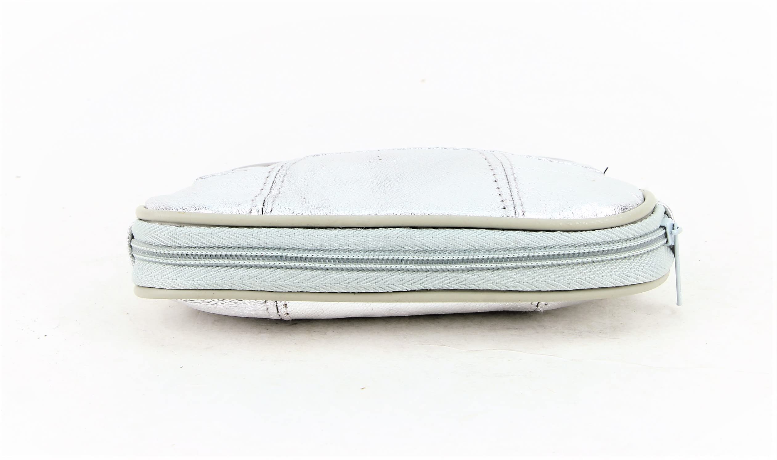 Genuine Leather Double Coin Purse for Women - Twist Clasp Wallet with Zipper Pocket | Lightweight Small Purse for Cash & Cards | Perfect for Travel, Shopping & Everyday Use (Silver)