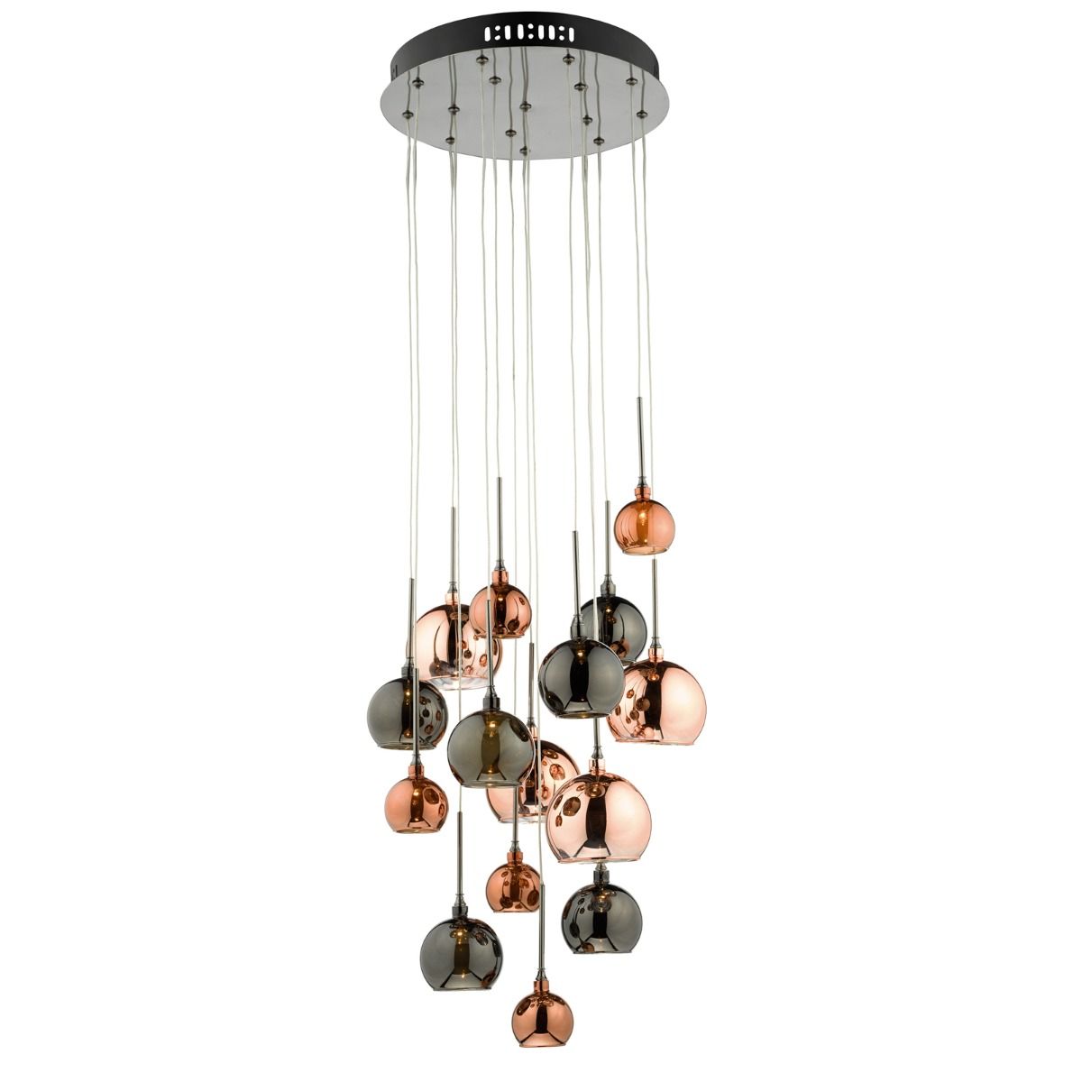 Aurelia 15-Light Cluster Chandelier in Copper & Bronze Finish - Elegant Dining Room Lighting for Home Decor | Perfect for Living Room, Bedroom & Entryway