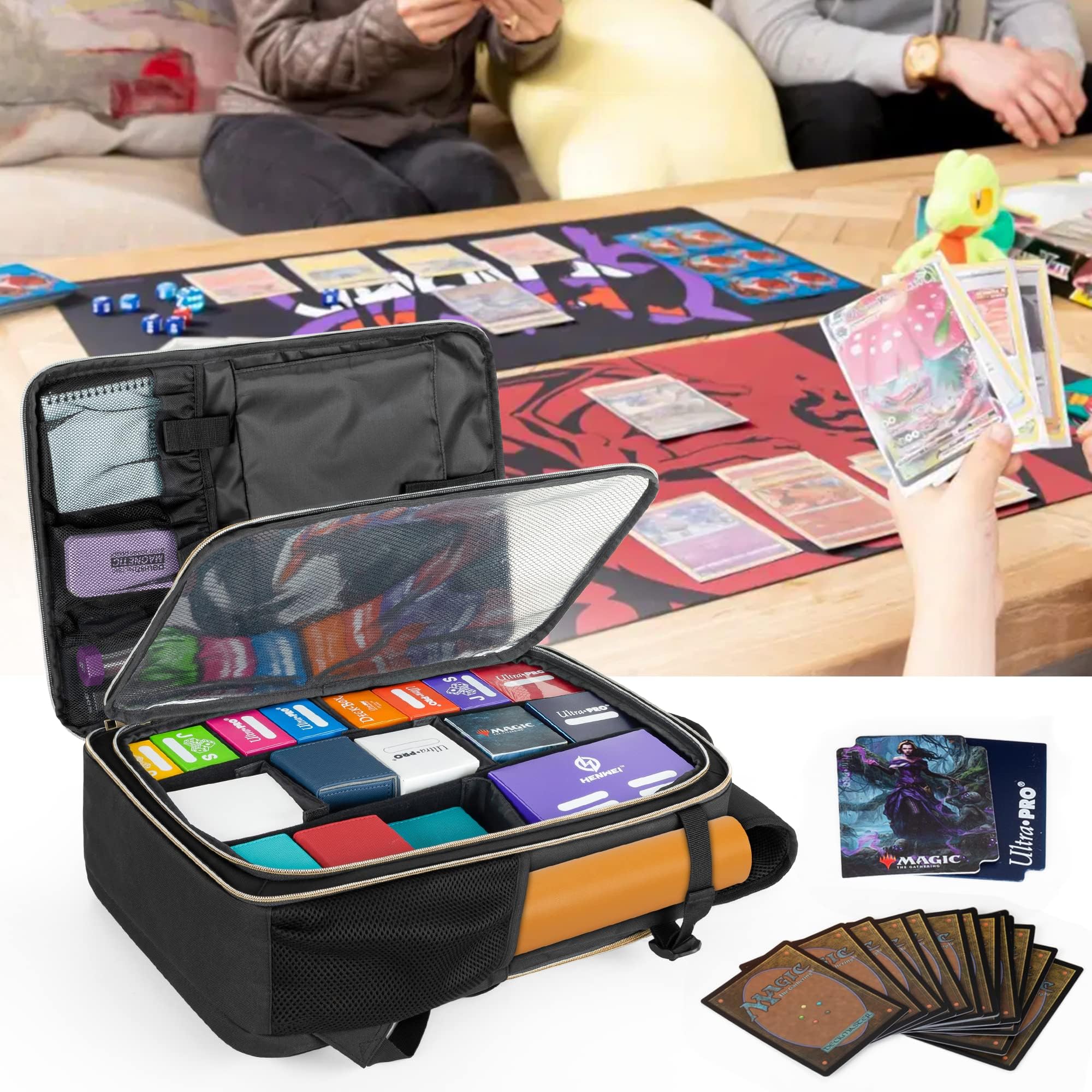 Trunab 3900-Card Game Storage Backpack - Holds Unsleeved/Sleeved Cards, Deck Boxes & Playmats - Patented Design for MTG, Cards Against Humanity & Board Games - Perfect for Game Nights & Conventions