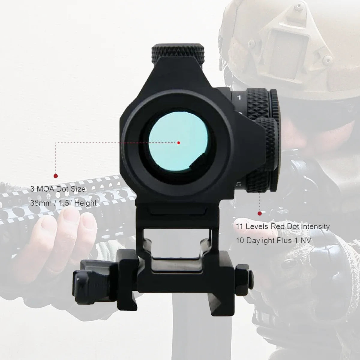 Vector Optics Maverick GenII 1x22 Red Dot Sight - Tactical Rifle Scope with QD Mount for Hunting & Airsoft | Compatible with .308 & Real Firearms | Ideal for Close-Range Shooting, Tactical Training & Outdoor Adventures