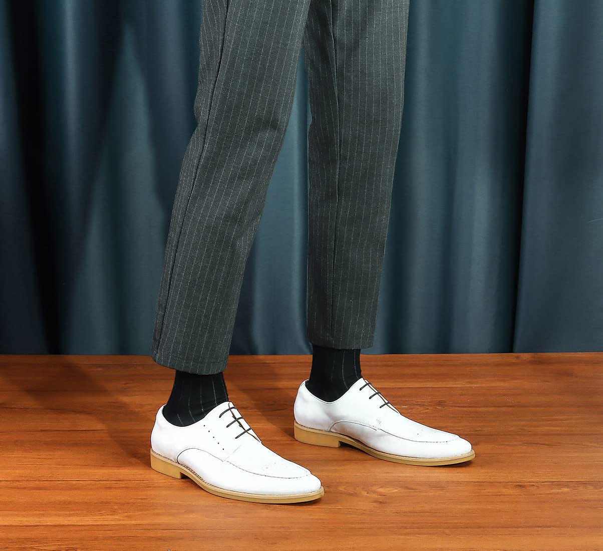 Men's White Lace-Up Oxford Dress Shoes - Modern Formal Shoes for Business, Wedding & Office Wear