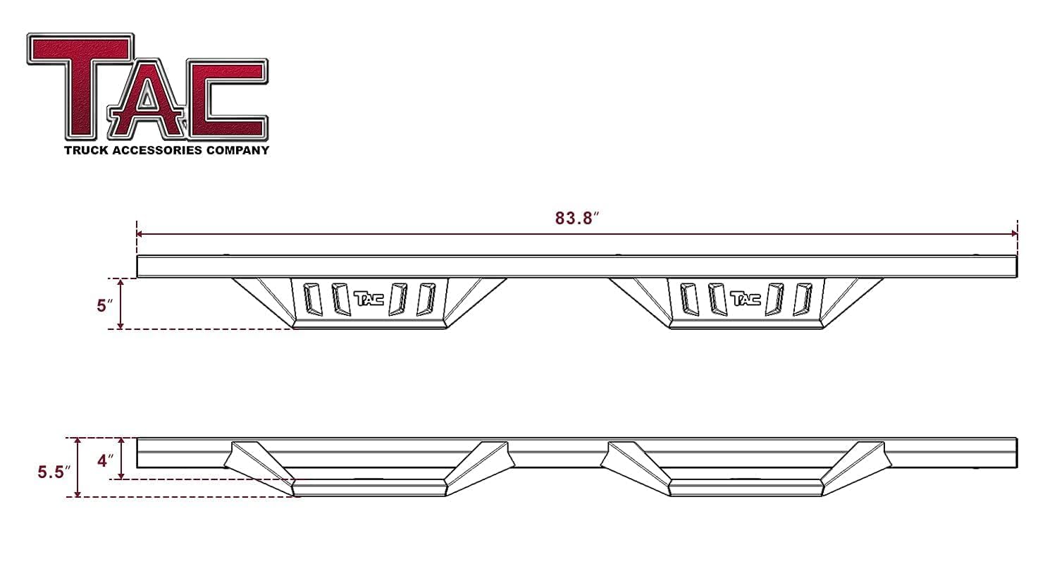TAC Sidewinder Running Boards for Dodge RAM 1500/2500/3500 - Black Nerf Bars for Off-Road & Crew Cab Trucks