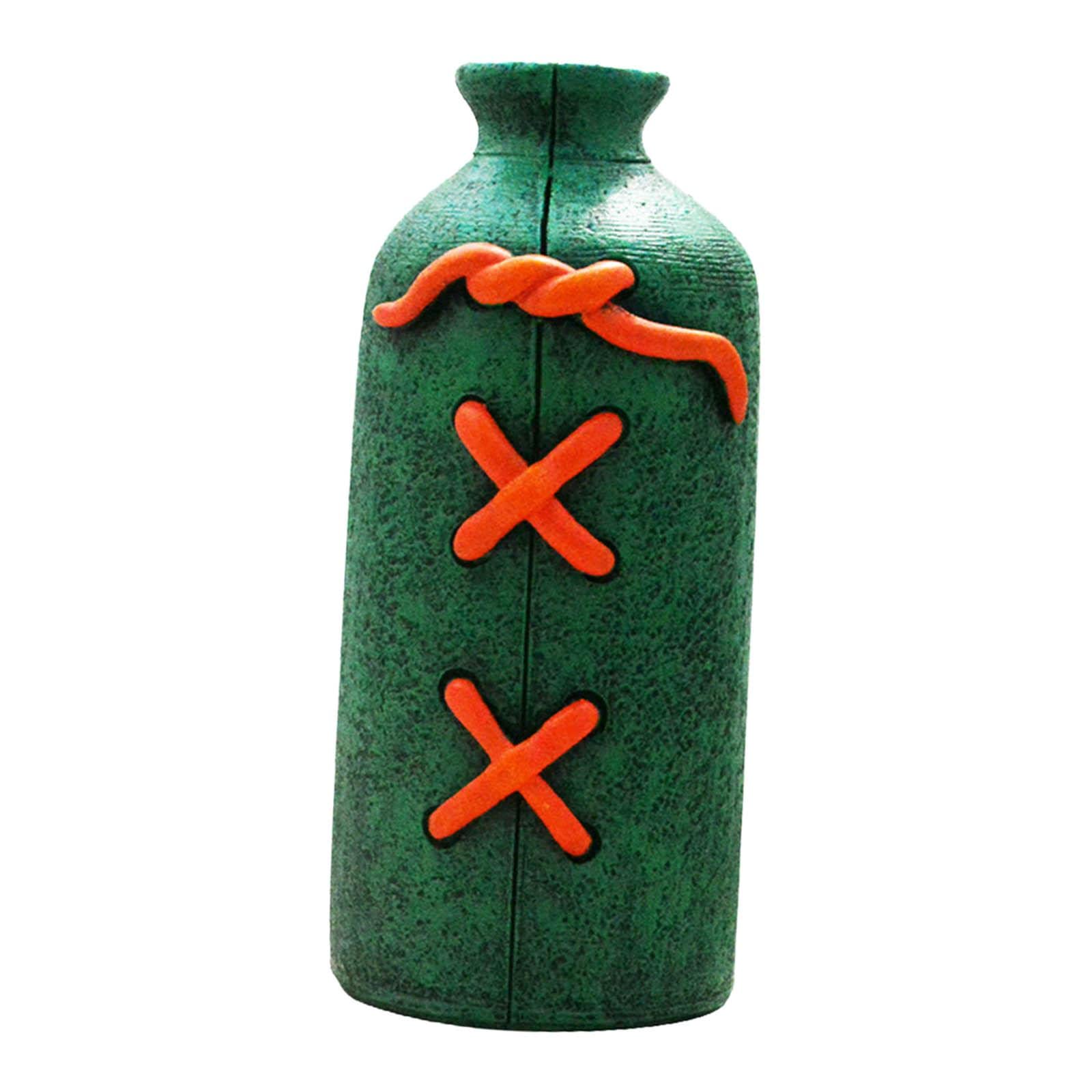 Nordic Resin Vase - Elegant Home Decor Centerpiece for Dining Table, Wedding, Bedroom | Perfect for Dried Flowers, Tabletop Ornaments | Green & Orange Design | Ideal for Modern, Scandinavian & Boho Interior Styles