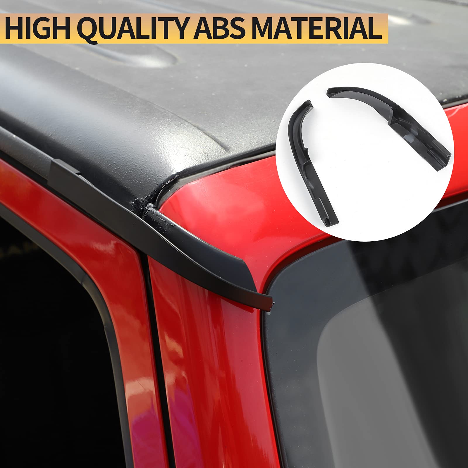 JeCar JK Hardtop Rain Gutter Extension Drip Rail Rain Diverter - Exterior Accessories for Jeep Wrangler JK & JKU (2011-2018) | Upgrade Version | Water Protection for Off-Road & Daily Driving