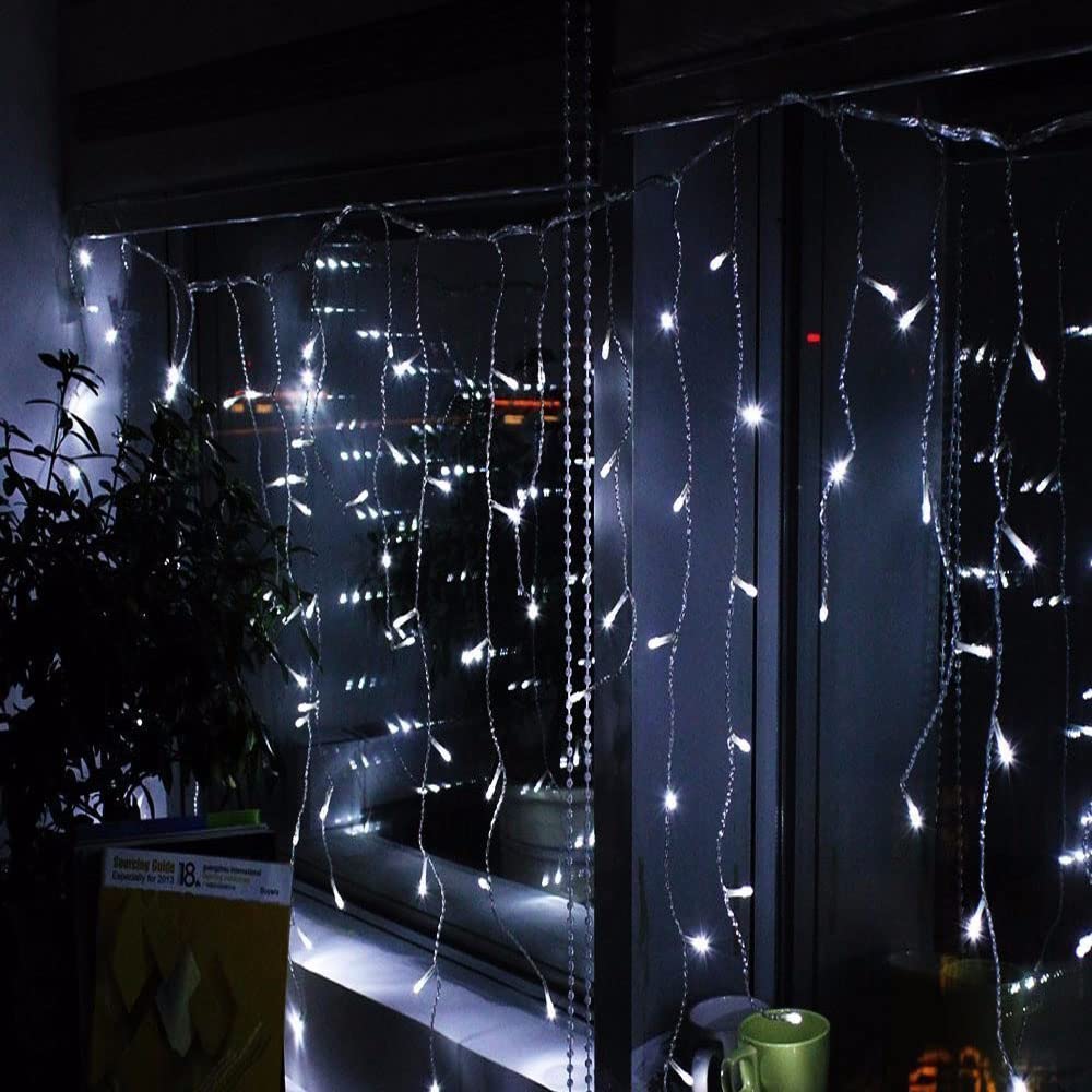 LED Icicle Christmas Lights - 29.5FT Twinkling Strobe Icicle Lights for Indoor & Outdoor Decor (Cool White + Warm White) | Perfect for Eaves, Walls, Holiday Parties & Winter Decorations