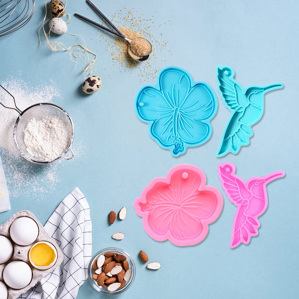 Silicone Resin Hummingbird Pendant Mold - DIY Epoxy Keychain & Polymer Clay Jewelry Making Molds for Necklace Craft - Perfect for Handmade Gifts, Home Decor & DIY Projects (Pink)