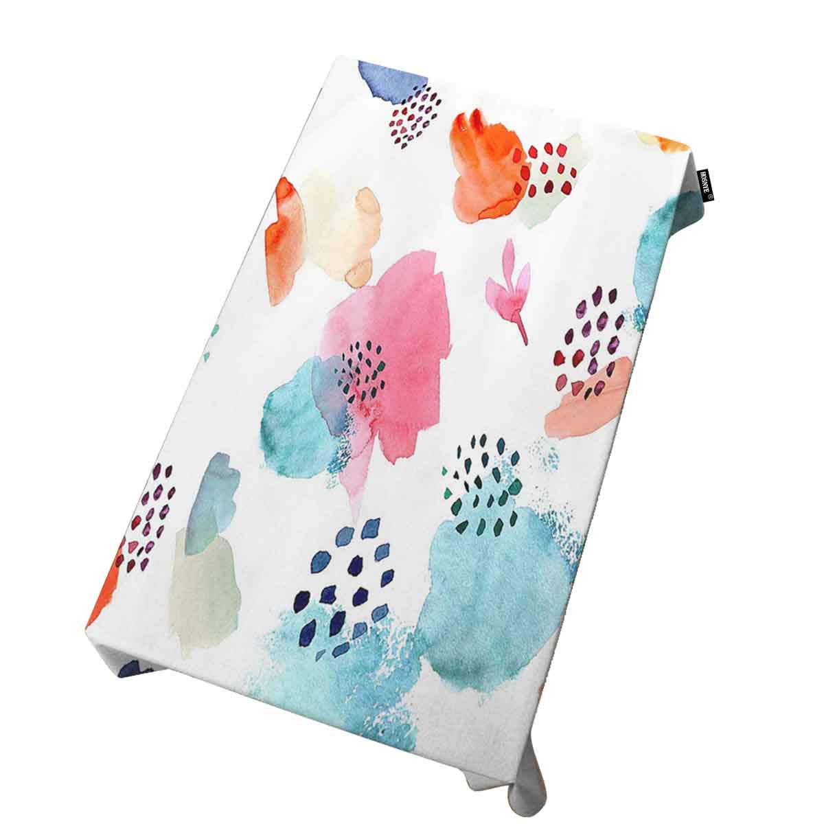 HOSNYE Memphis Style Hand-Painted Dot Tablecloth - 60x90 Inch Rectangle Kitchen Dining Table Cover - Fashionable Brush Design for Indoor Outdoor Buffet Decor (Perfect for Parties, Picnics & Home Decor)