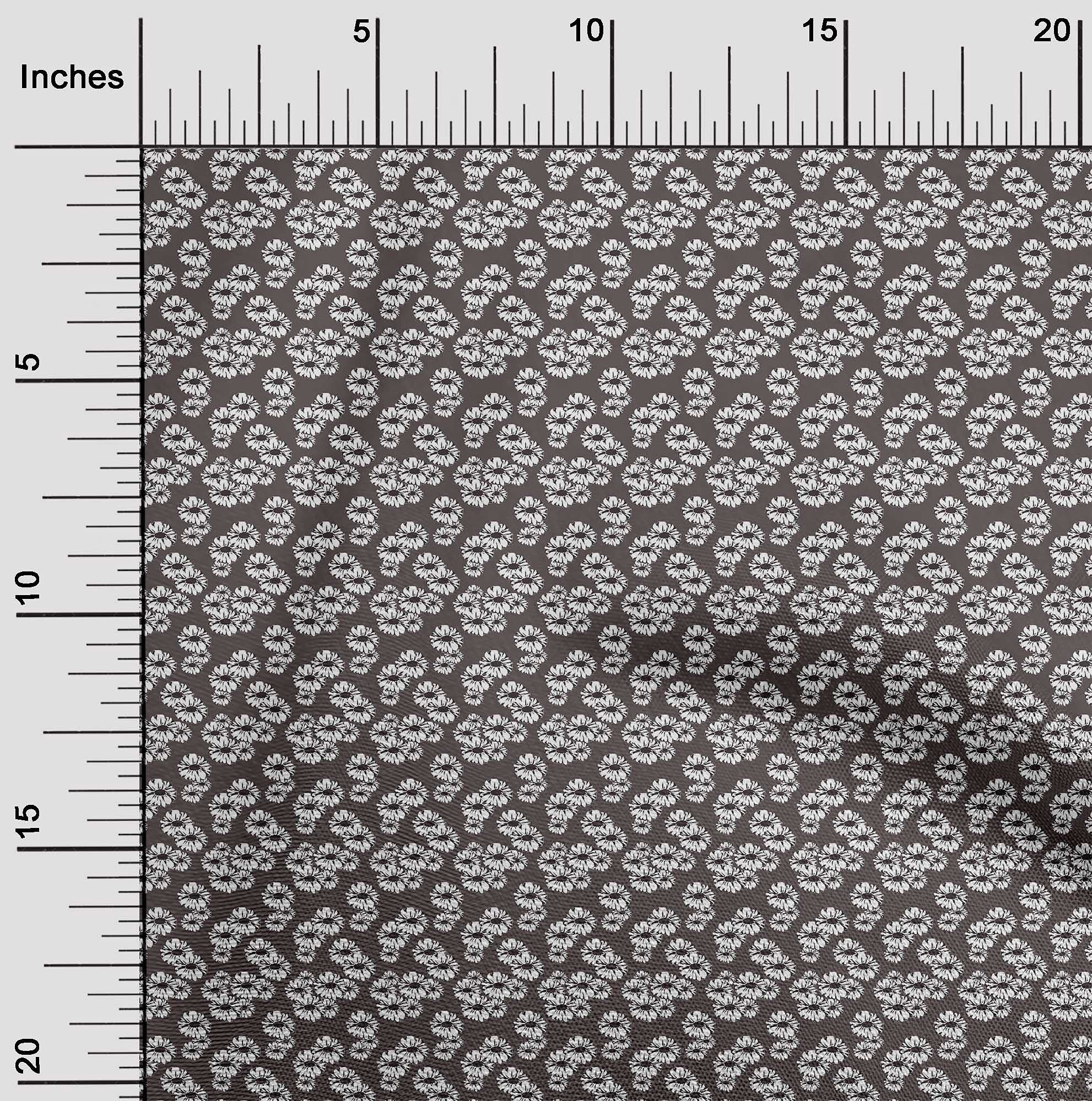 oneOone Cotton Silk Dark Chocolate Floral Print Fabric by The Yard - Perfect for Sewing Dresses & Home Decor