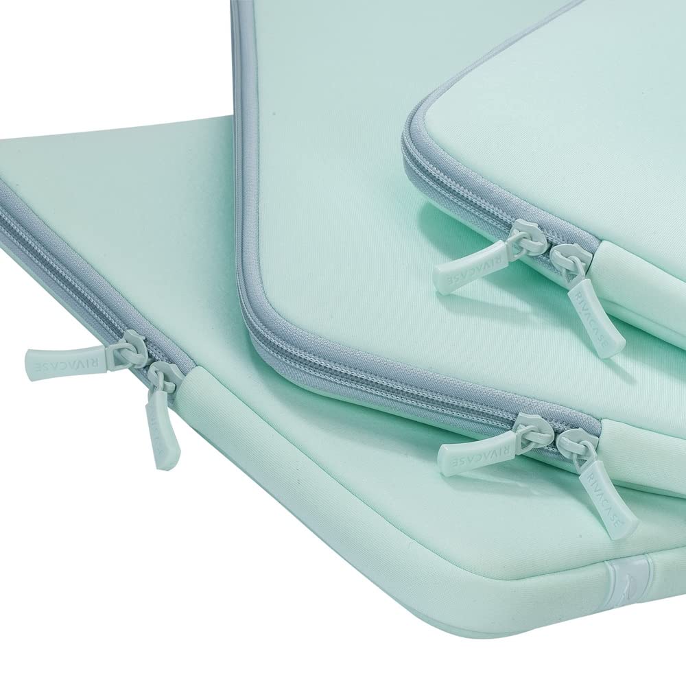 RIVACASE 5133 Mint Green Laptop Sleeve Case for MacBook Pro 15 inch - Protective Neoprene Cover with Soft Interior, Perfect for Travel, Work & School
