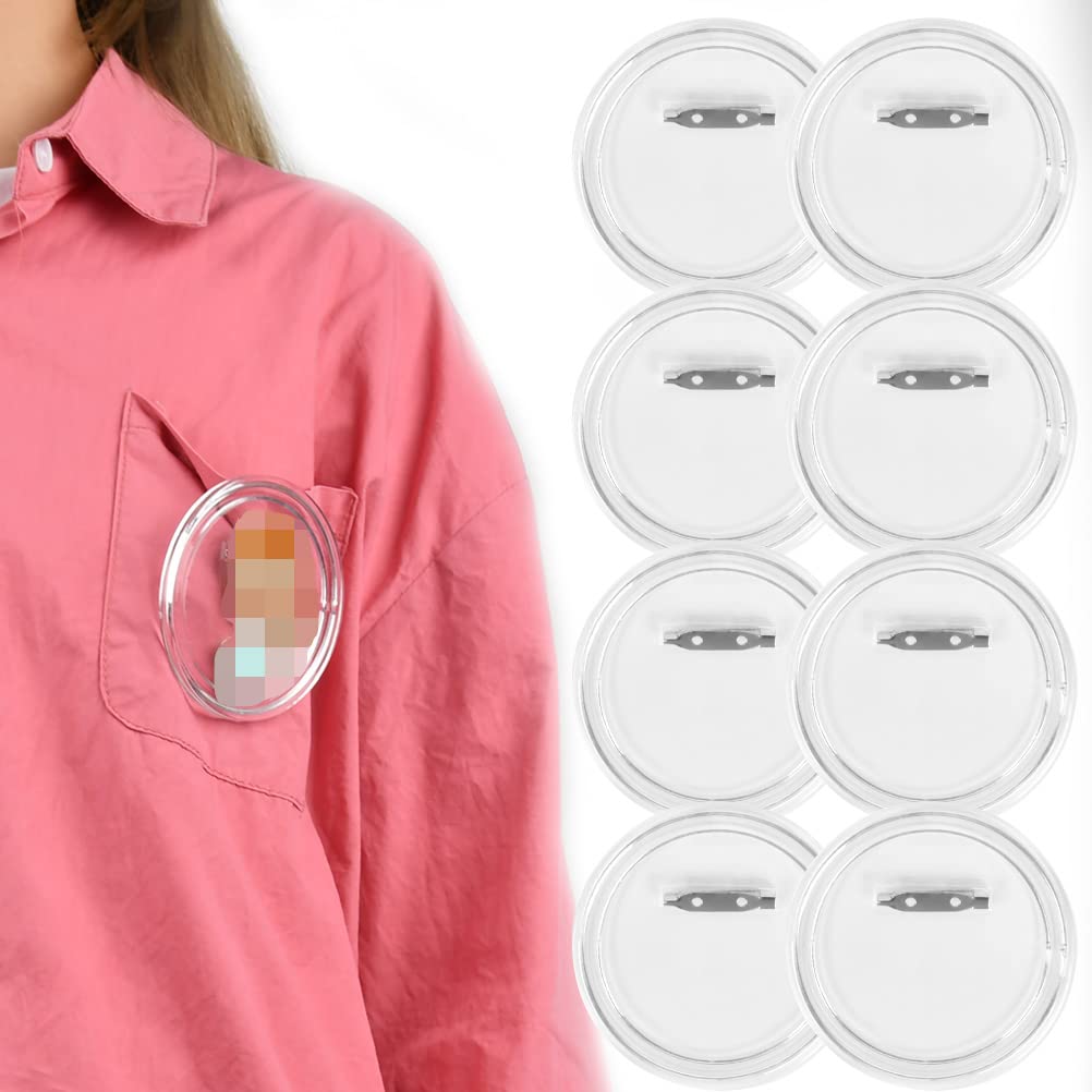 25Pcs 3.15 Inch Clear Acrylic Button Badges with Pin - DIY Photo Buttons for Crafts, School Projects, Events & Party Favors - Customizable Large Picture Buttons for Scrapbooking, Gifts & Decorations