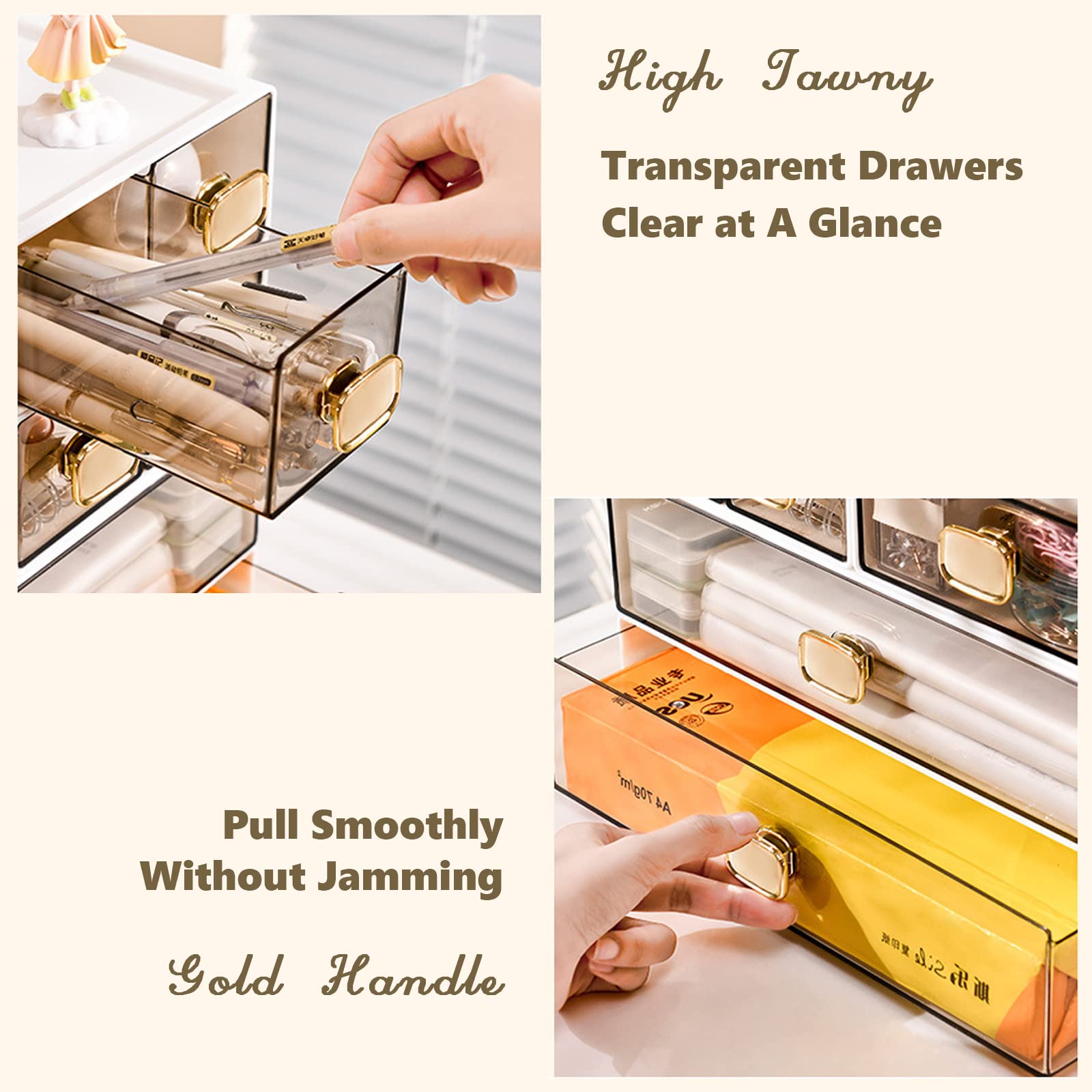 Stackable Plastic Desk Drawer Organizer - 3-Tier Storage Box with 1 Middle & 2 Small Drawers for Office, School & Home Supplies (White) | Perfect for Organizing Stationery, Documents & Small Items