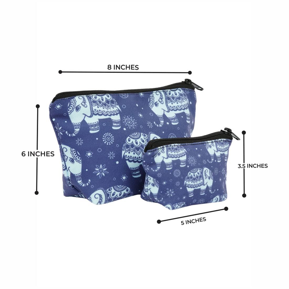 Crazyify Printed Makeup Pouch Set of 2 - Waterproof Cosmetic Bag & Travel Toiletry Organizer for Women | Perfect for Travel, Gym, and Daily Essentials Storage