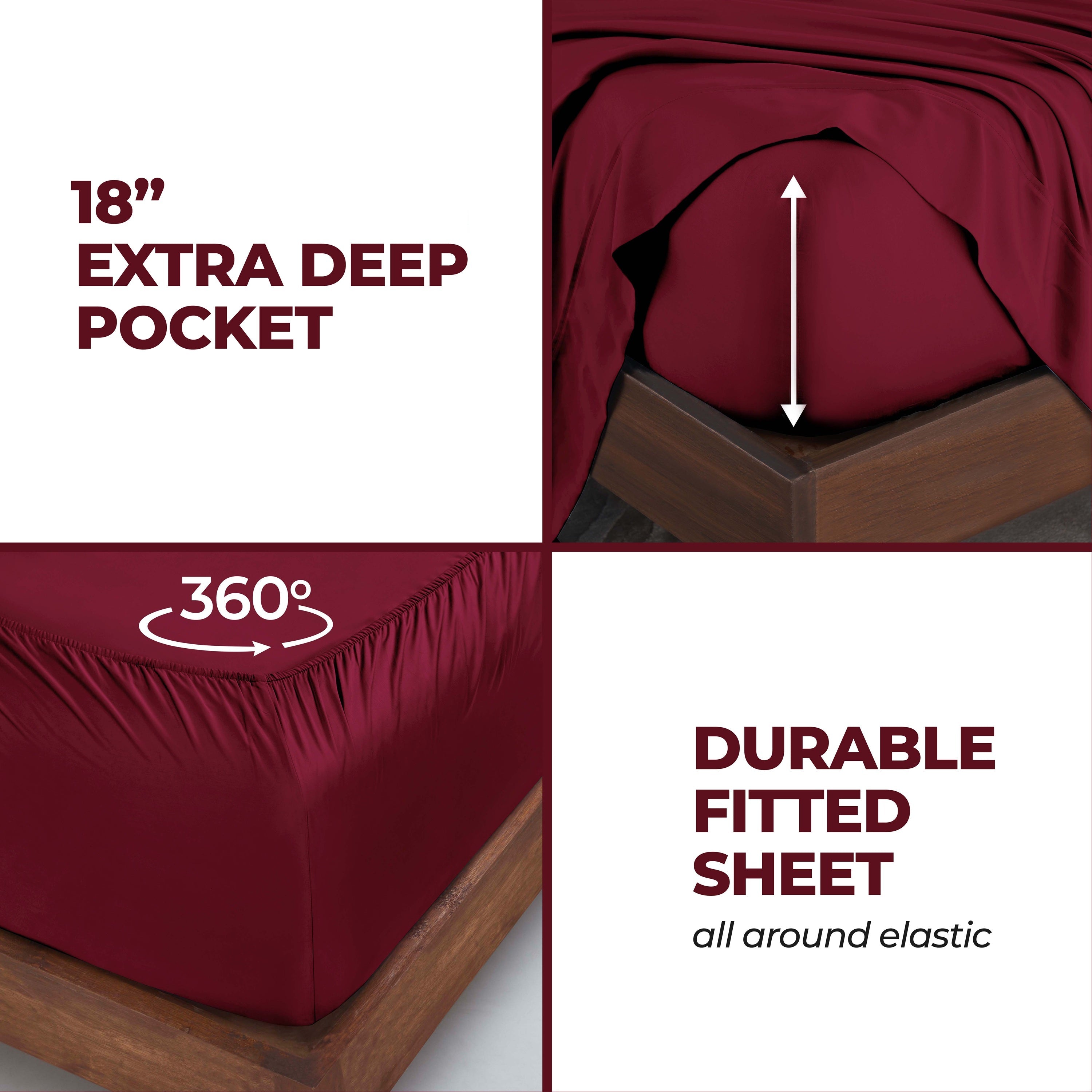 300 Thread Count Modal From Beechwood Extra Deep Pocket Sheet Set - Ultra Soft & Breathable Bedding for Queen/King Size Mattresses - Perfect for Luxury Hotels, Guest Rooms & Master Bedrooms