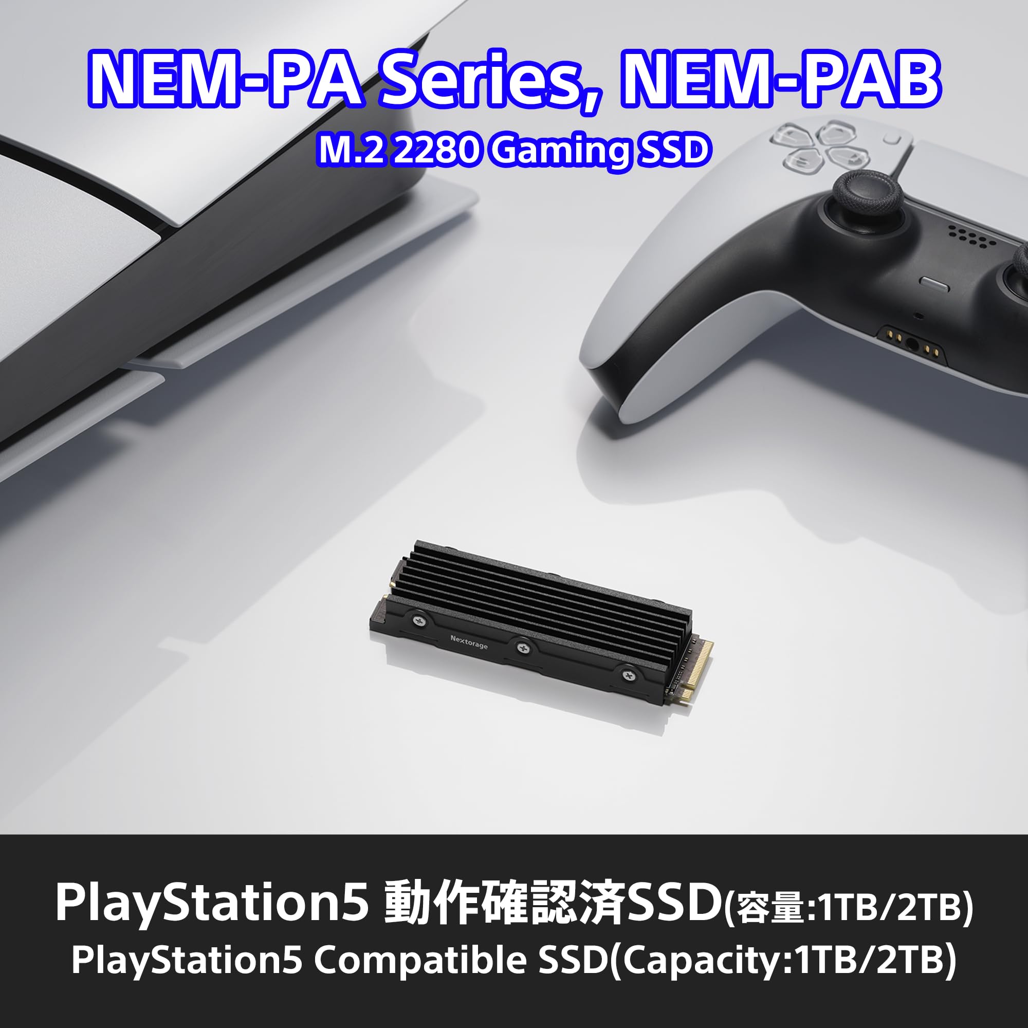 Nextorage Japan NEM-PAB 1TB Internal SSD - M.2 2280 PCIe Gen4 NVMe with Heatsink - 7400MB/s Read & 6100MB/s Write - Compatible with PS5/PS5 Slim/PS5 Pro - High-Speed Gaming & PC Storage Upgrade (NEM-PAB1TB)