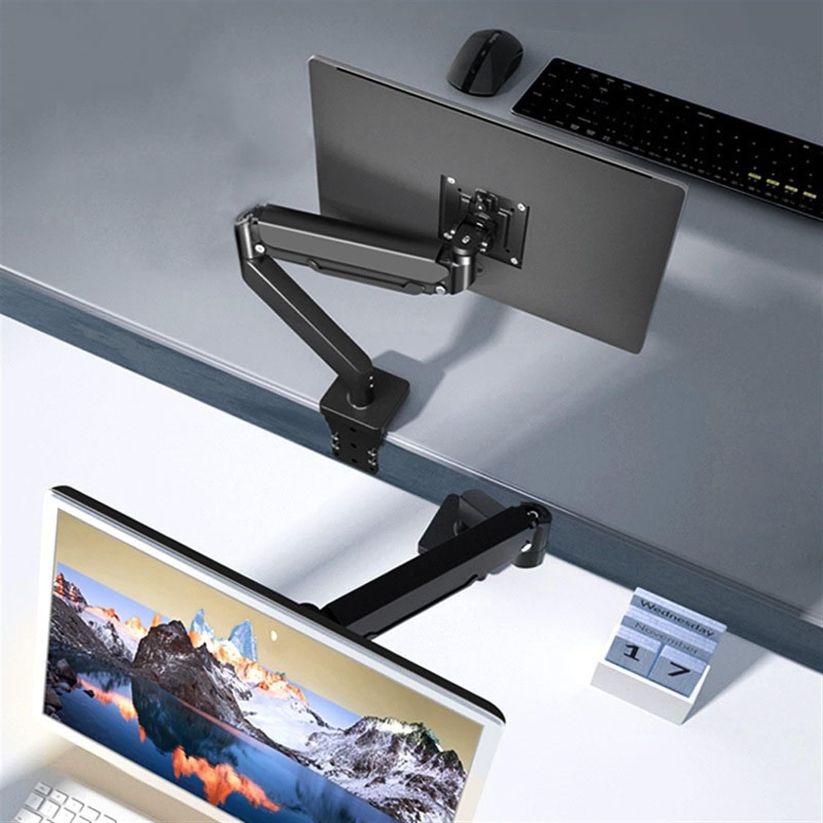 Heavy Duty Single Monitor Desk Mount - Fully Adjustable Ultrawide Monitor Arm for 17-49 Inch Screens up to 33lbs, VESA 75/100mm Compatible (Black) - Perfect for Home Office, Gaming Setup & Workspace Ergonomics