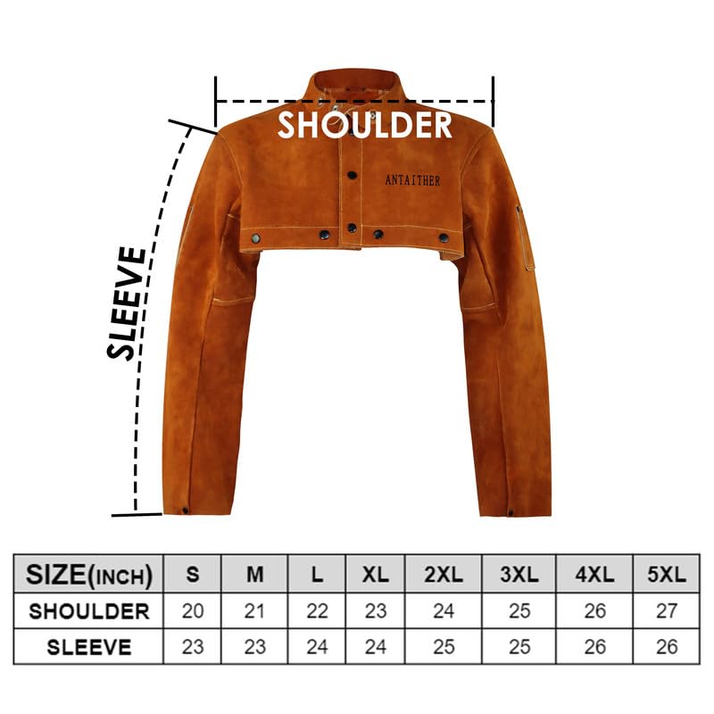 ANTAITHER Split Cowhide Leather Welding Cape Sleeve - Heat & Flame Resistant Protective Gear for Welders, Blacksmiths & Metalworkers - Heavy Duty Leather Apron for Forging, Grinding & Metal Fabrication Work
