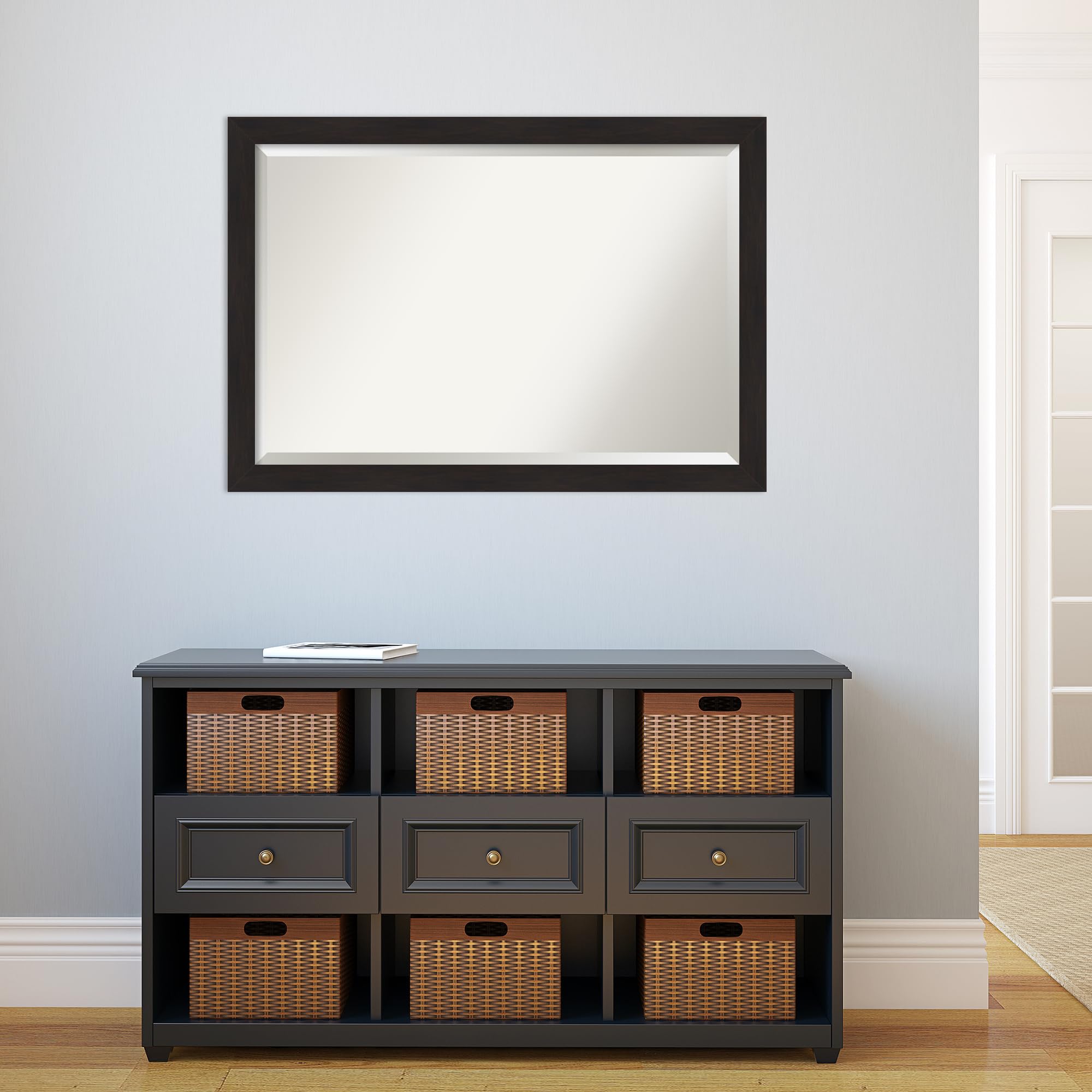 Amanti Art 28x40 Inch Brown Espresso Wall Mirror - Large Rectangle Bathroom & Living Room Decor with Beveled Edge, Horizontal or Vertical Hanging - Perfect for Bedroom, Entryway, and Vanity Areas