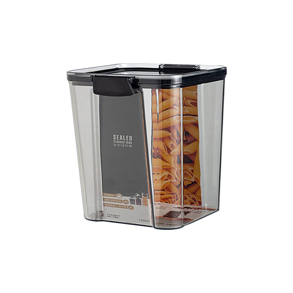 Clear Airtight Plastic Storage Containers for Kitchen - Stackable Square Food Storage Bins with Locks for Grains, Nuts, Snacks | Pantry Organization & Meal Prep