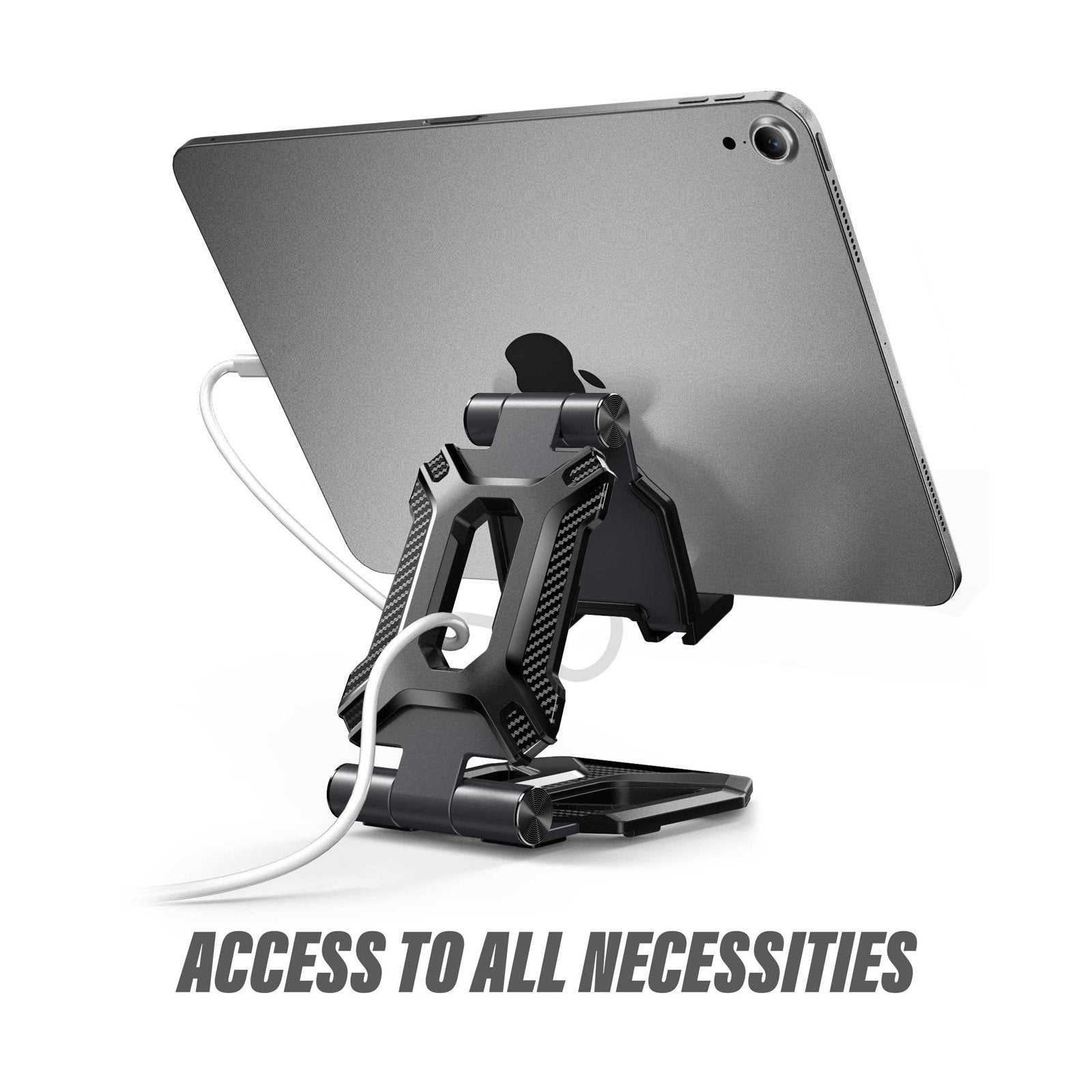 Heavy Duty Phone Stand for Desk - Foldable & Portable, Fits in Pocket - Black | Perfect for Office, Home, and Travel Use