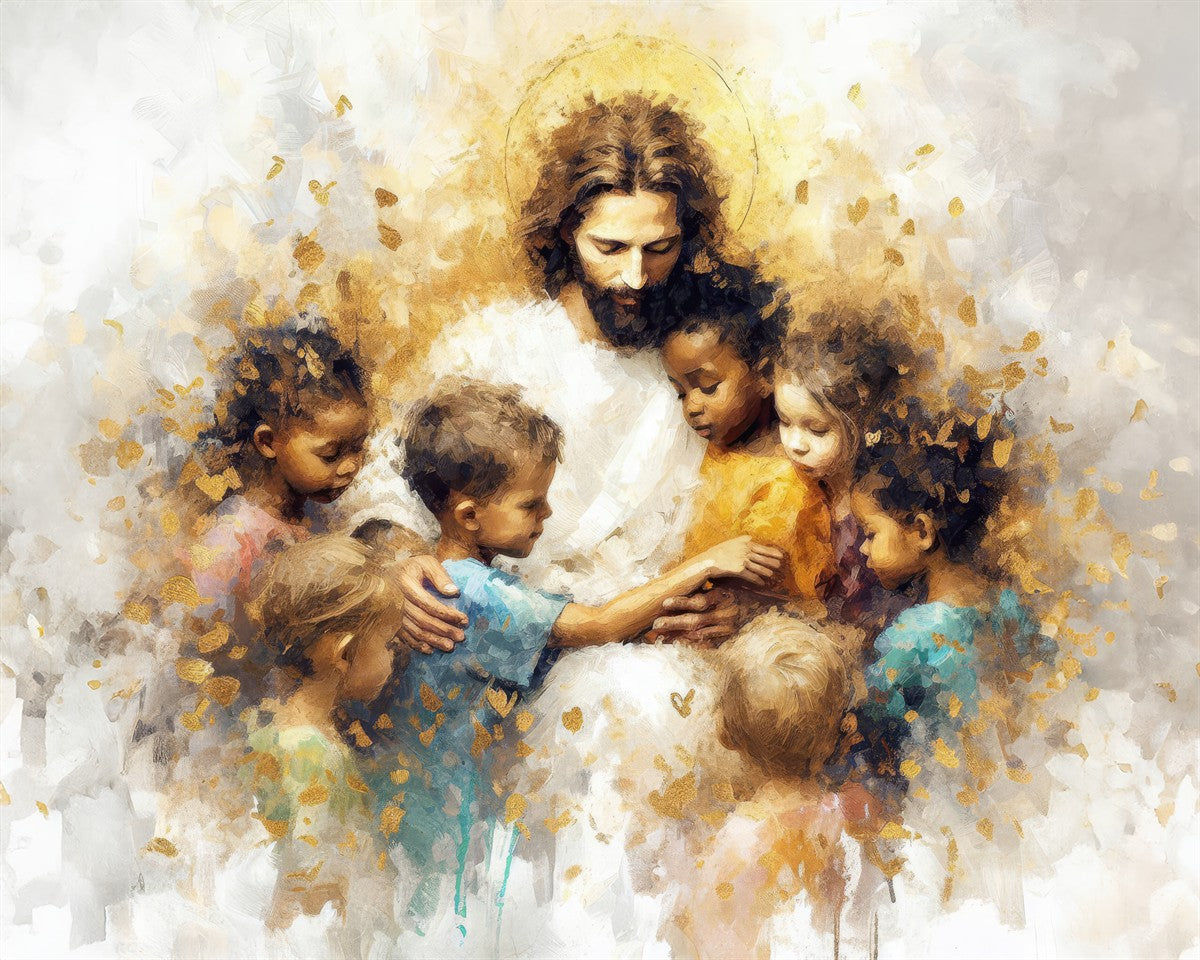 Become Like Little Children - Inspirational Large Wall Art Decor for Nursery, Kids Room & Sunday School - Perfect Christian Gift for Baptism & Baby Showers