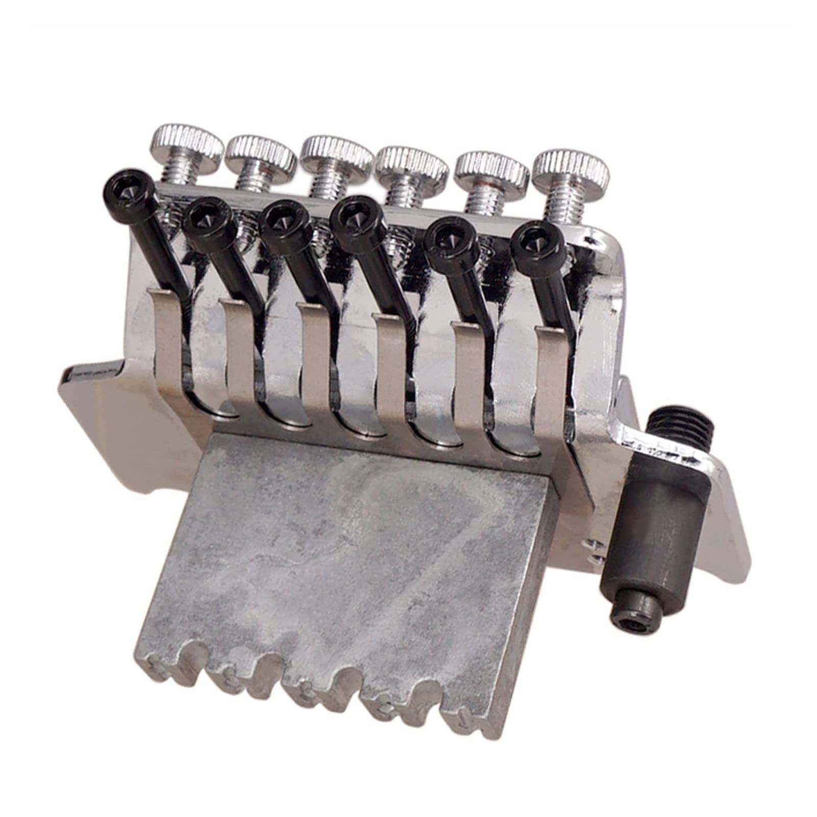 High-Quality 6-String Tremolo Bridge System with Double Roll Tailpiece - Silver Electric Guitar Replacement Bridge | Perfect for Rock, Blues & Metal Performances