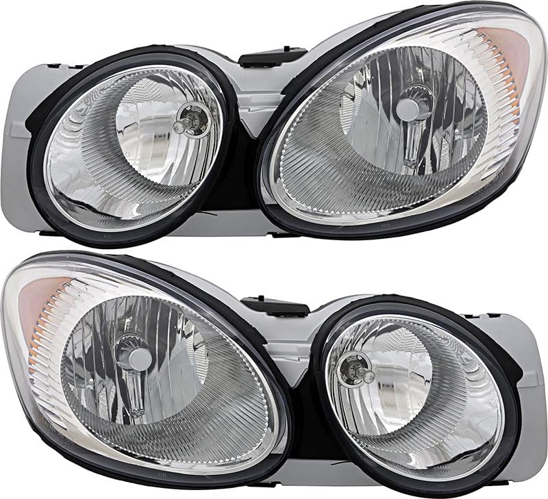 2005-2007 Buick LaCrosse/Allure Halogen Headlight Assembly Set - Driver & Passenger Side Replacement Lamps - Perfect for Night Driving & Foggy Conditions