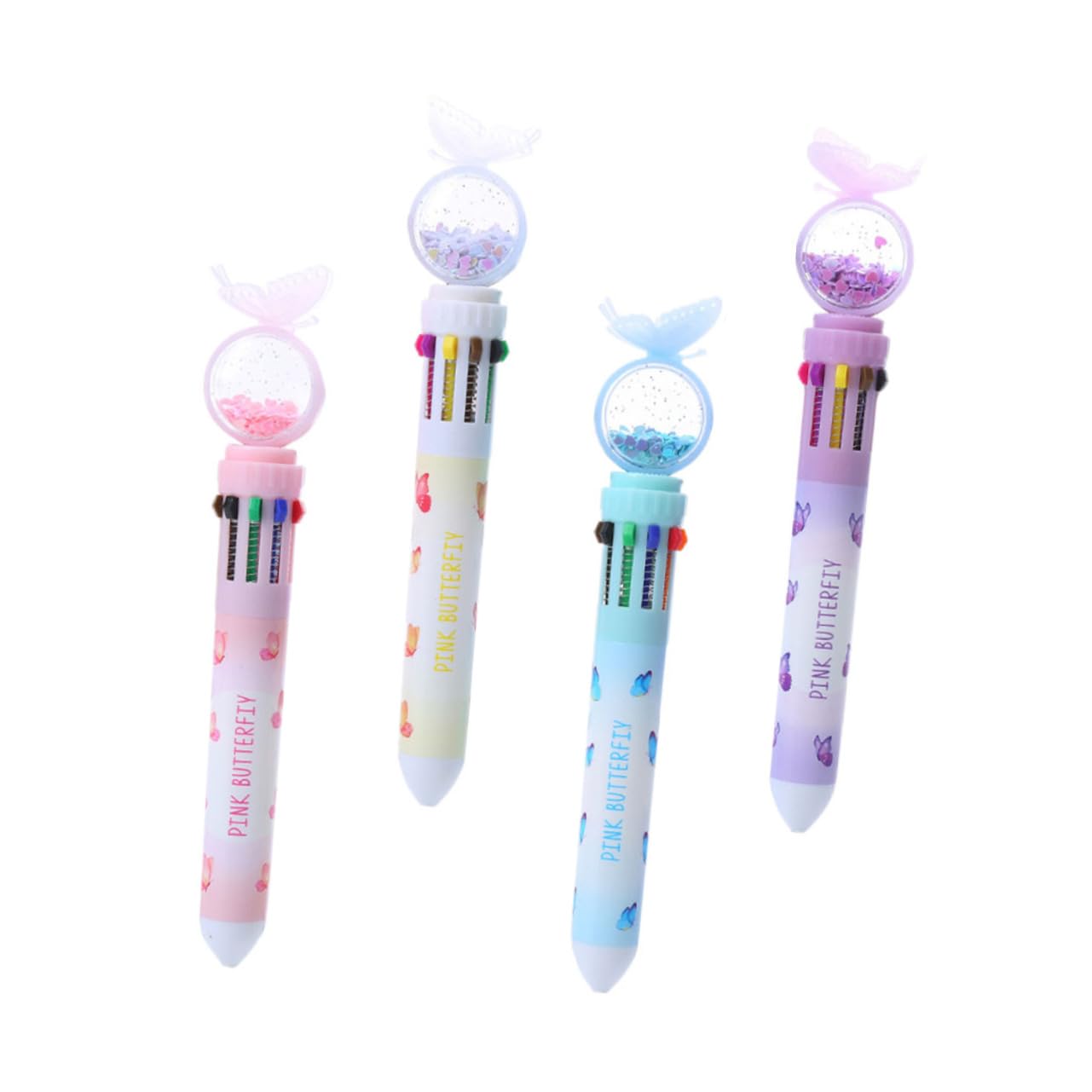 DIYEAH 4-Piece Butterfly Shimmer Ballpoint Pen Set - Vibrant Multi-Color Gel Pens for School, Office & Creative Writing - Perfect Gift for Students, Boys & Girls (Ideal for Note Taking, Journaling & Art Projects)