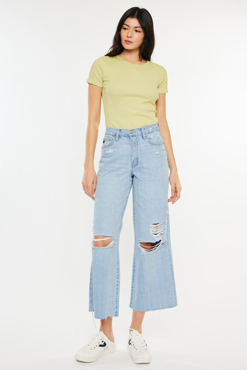 Mariyah Ultra High Rise Cropped Wide Leg Jeans for Women - Trendy Stretch Denim Pants for Casual Outfits & Street Style Fashion
