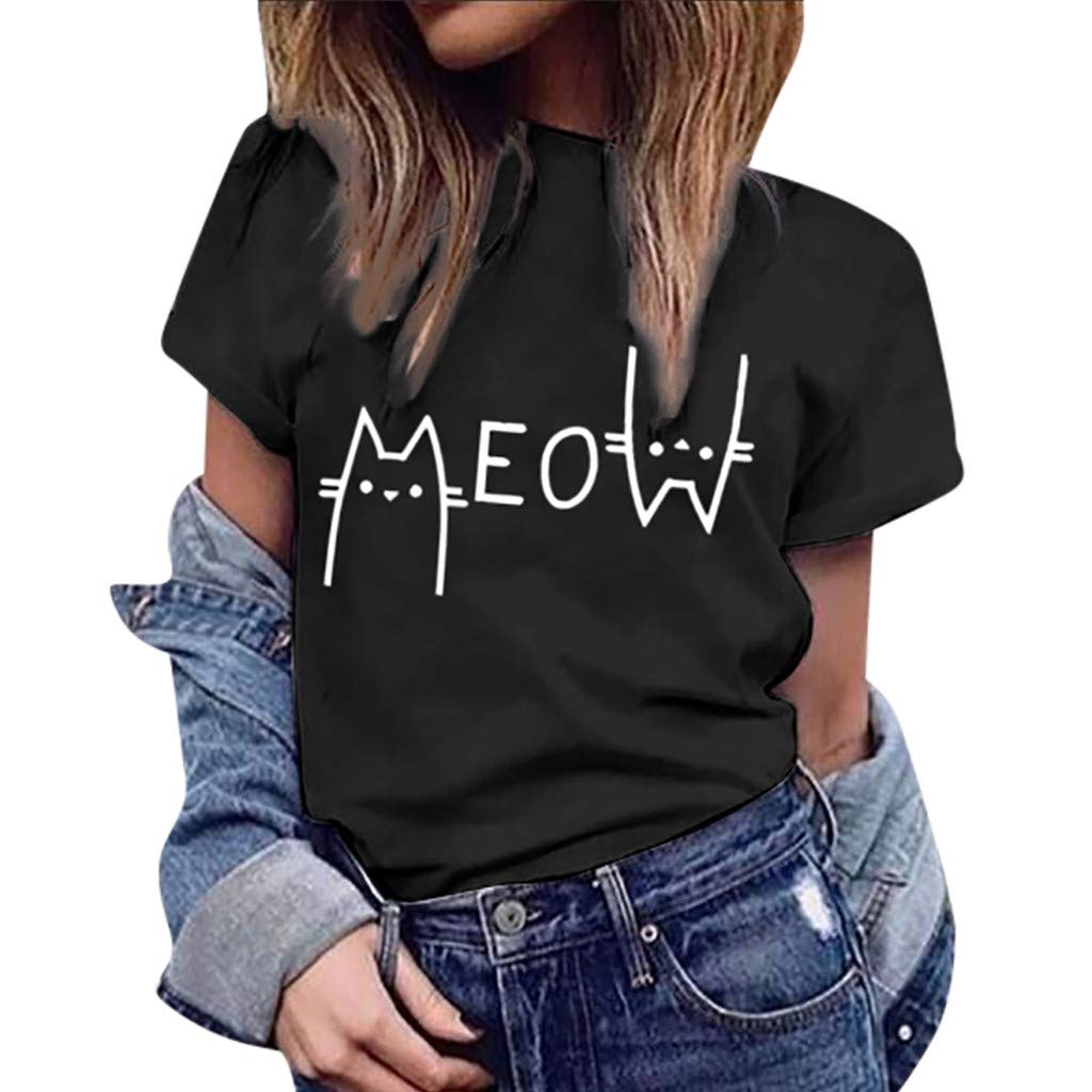 Vermers Women's Letter Print Short Sleeve T-Shirts - Casual Summer Cute Tops & Blouses for Everyday Wear, Outings & Casual Office Outfits