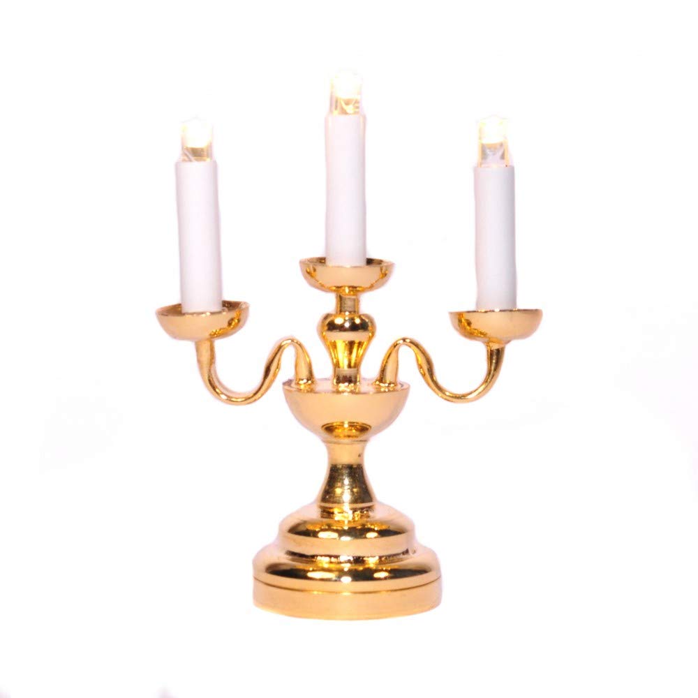 Vintage Brass 3-Arm Candelabra Table Lamp with LED Battery Light - Elegant Home Decor for Dining Room, Living Room, Bedroom & Wedding Centerpiece