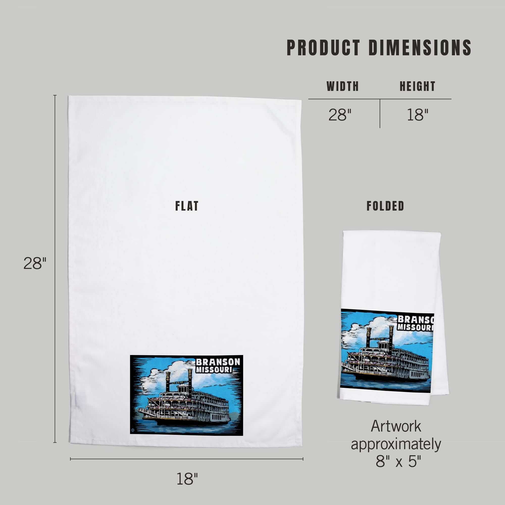 Lantern Press Branson Missouri Paddle Wheeler Scratchboard Tea Towel - 100% Cotton Decorative Hand Towel for Kitchen, Bathroom & Home Decor | Perfect for Gifts, Housewarming & Farmhouse Style
