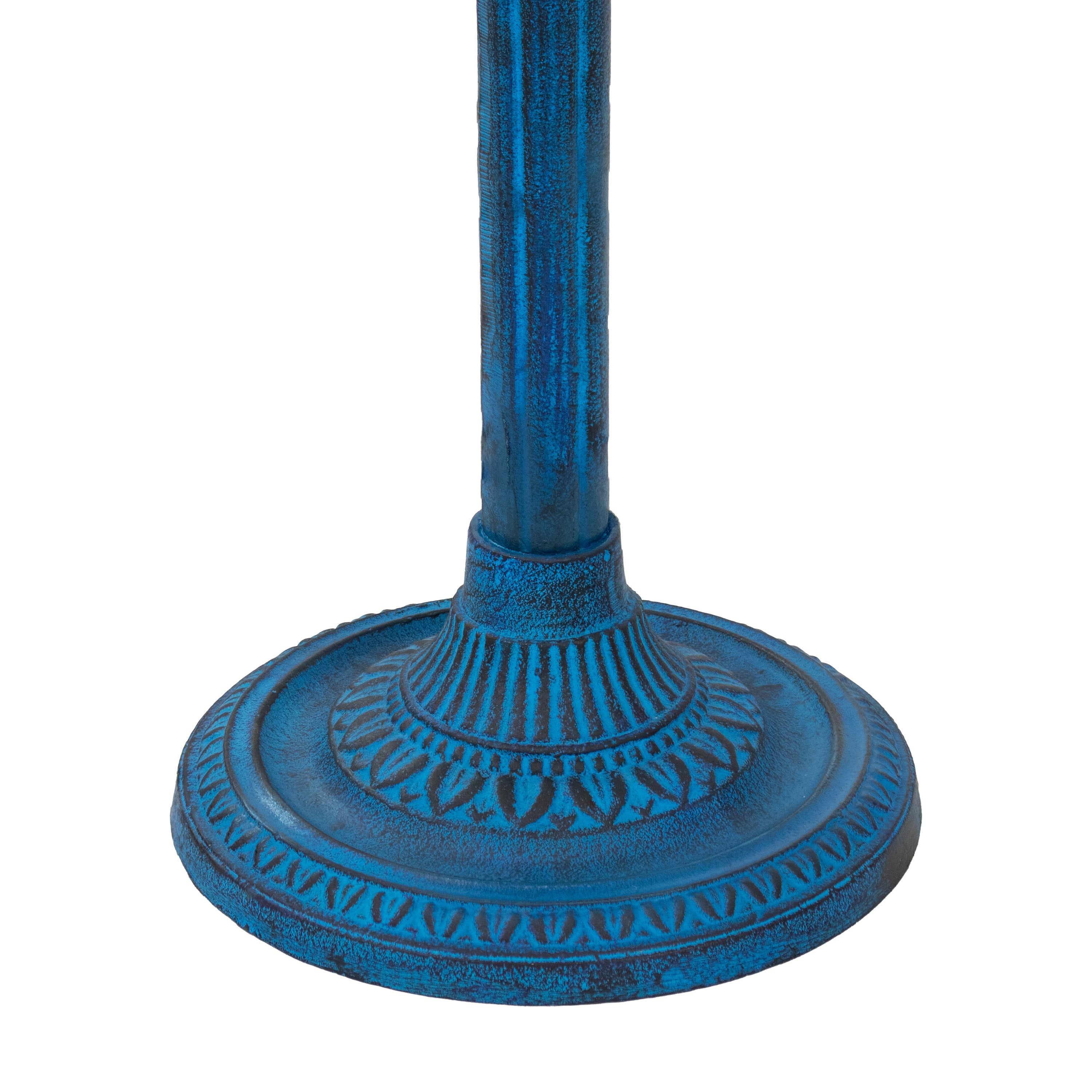 Sunnydaze Art Deco Sunburst Metal Bird Bath with Blue Patina - 14 Inch Outdoor Garden Decor for Birds & Decoration