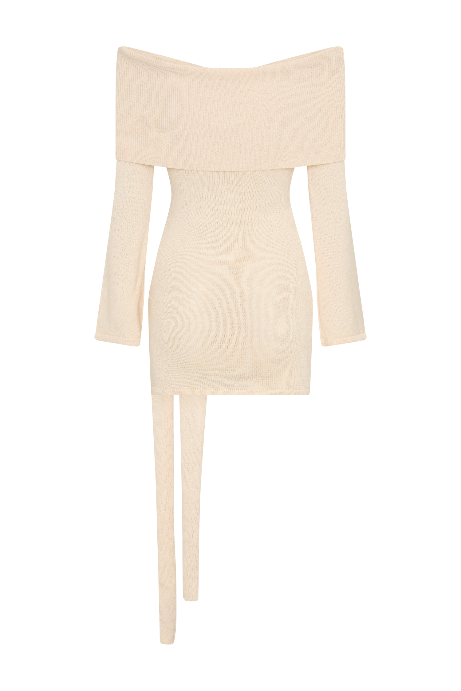 Camryn Off Shoulder Tie Front Knit Mini Dress - Cream Marle Color for Women | Perfect for Date Night, Summer Parties & Beach Vacations