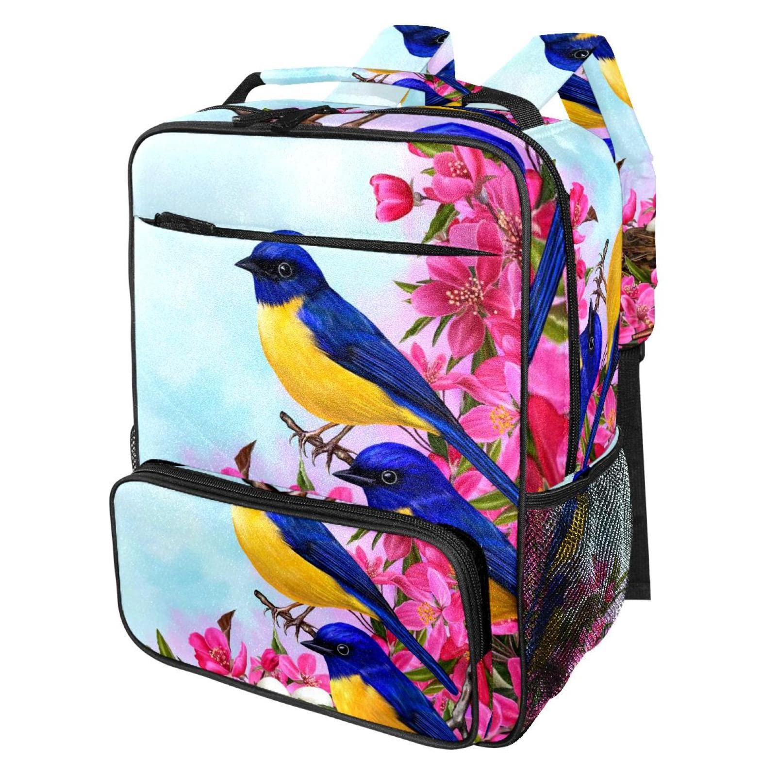 Stylish Travel Backpack for School & Laptop - Durable Canvas Bookbag with Floral Hummingbird Print for Teens, Girls & Boys | Perfect for College, Commuting & Outdoor Adventures