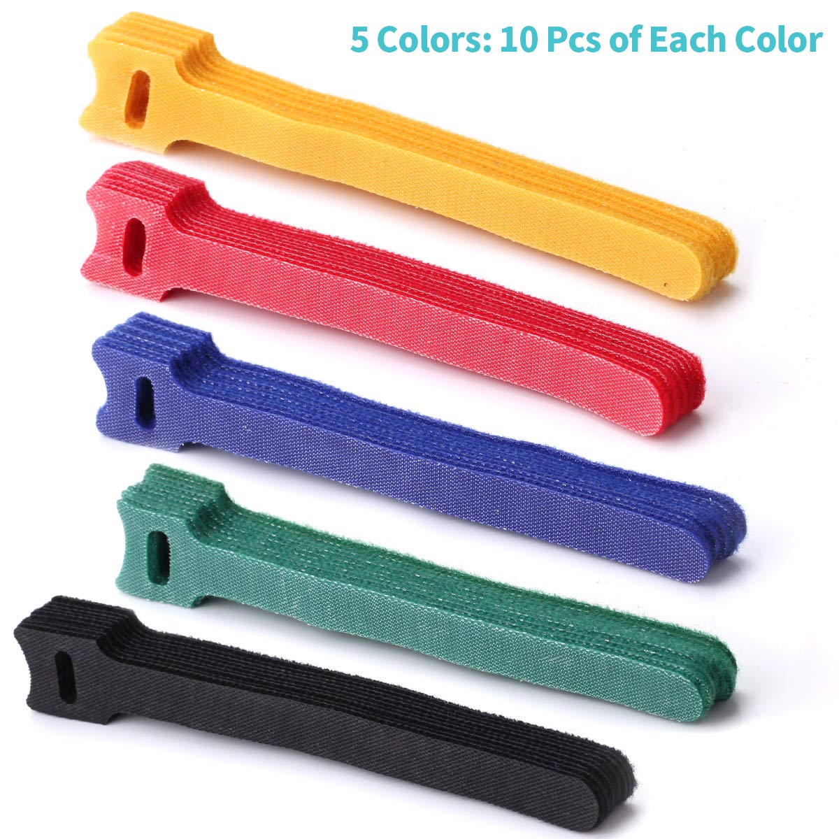 Reusable 6-Inch Multi-Purpose Cable Ties | Microfiber Fastening Straps for Headphones, Phones, Electronics & PC Wire Management (5 Colors) | Perfect for Home Office, Travel & DIY Organization