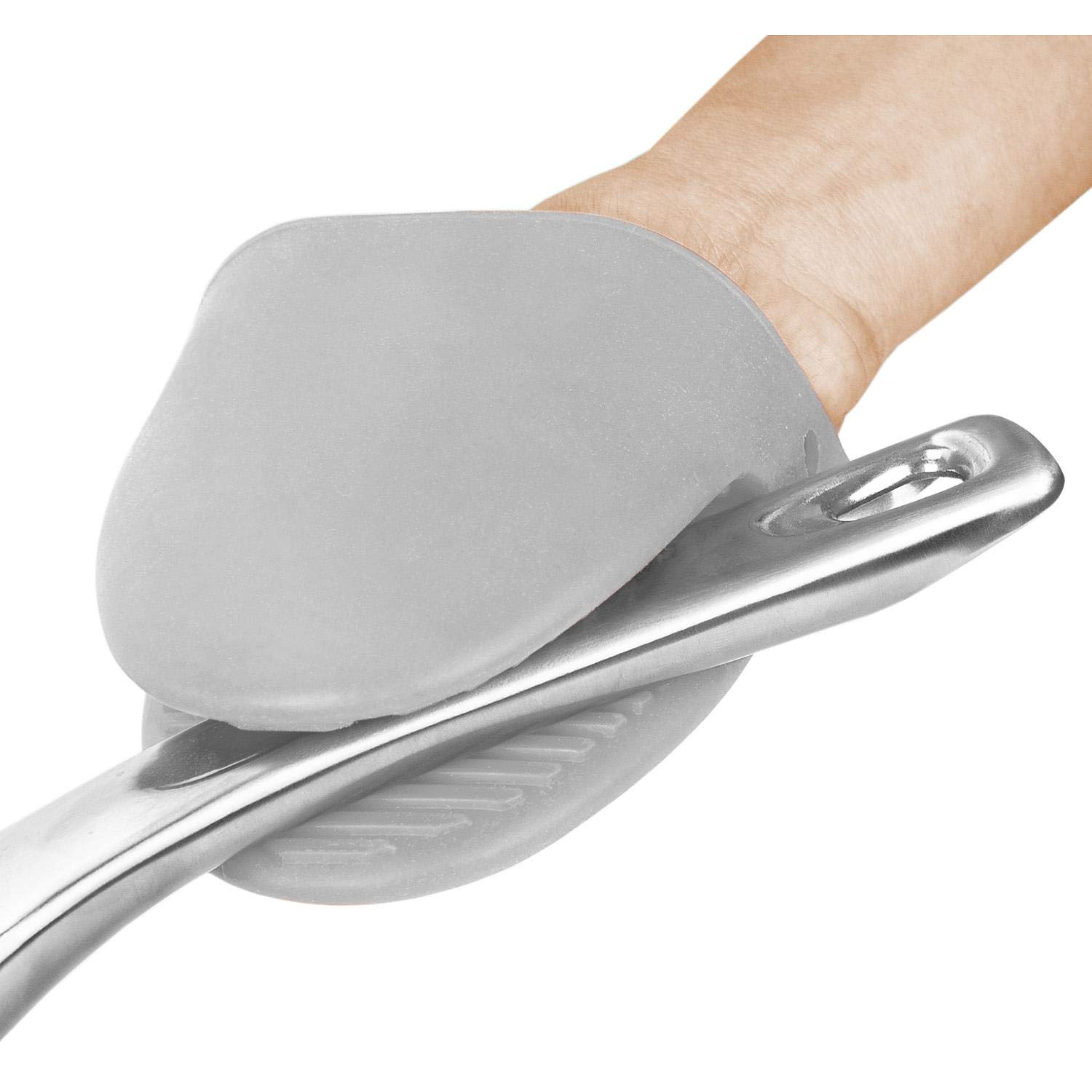Cuisinart 4-Piece Oven Mitt Set with Mini Silicone Mitts - Heat Resistant Kitchen Gloves for Baking, Grilling & Cooking (Grey) - Perfect for Thanksgiving, BBQ & Holiday Meal Prep