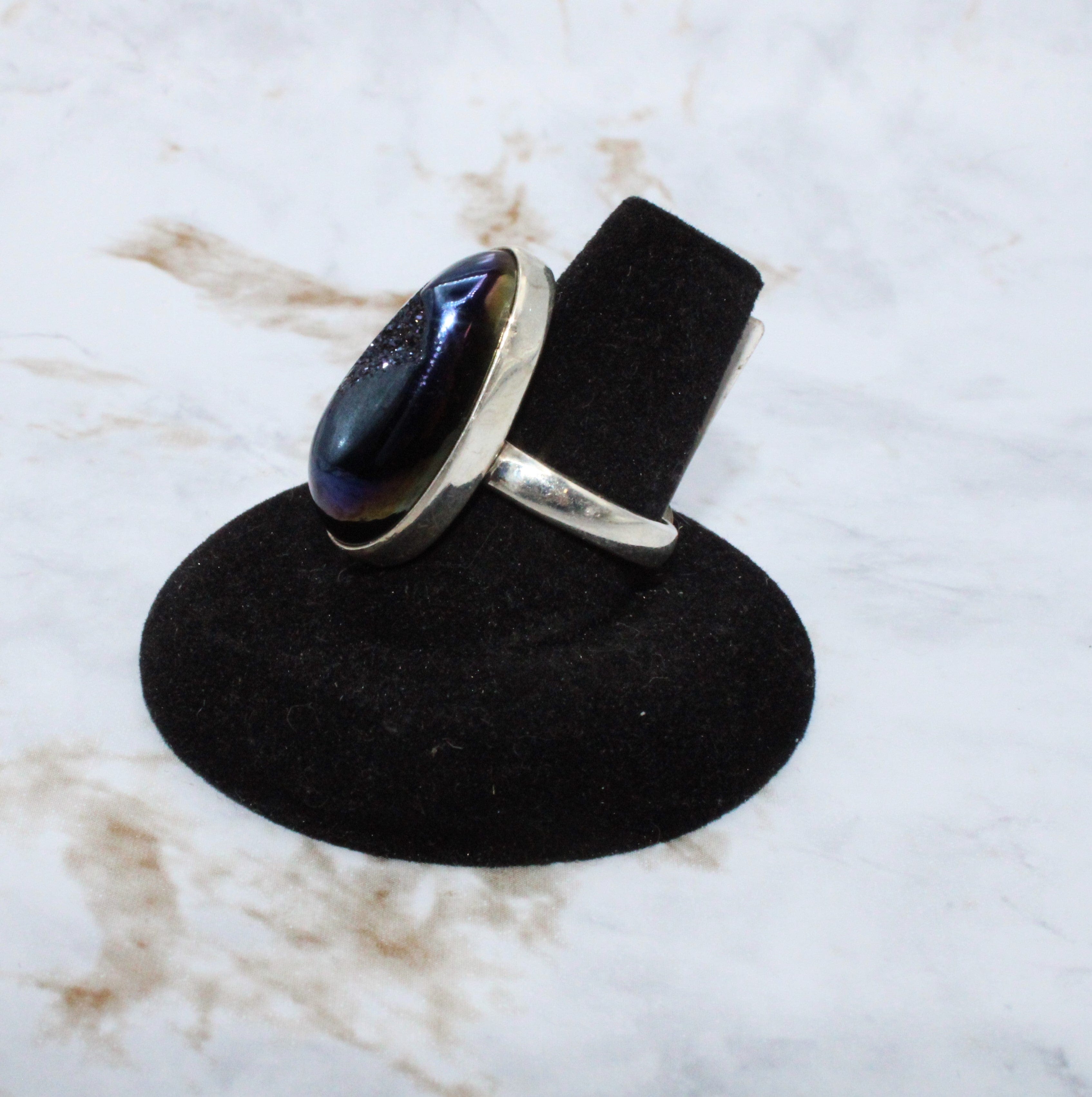 Aura Druzy Ring for Women - Size 10 Adjustable Crystal Statement Jewelry - Perfect for Weddings, Parties & Everyday Elegance