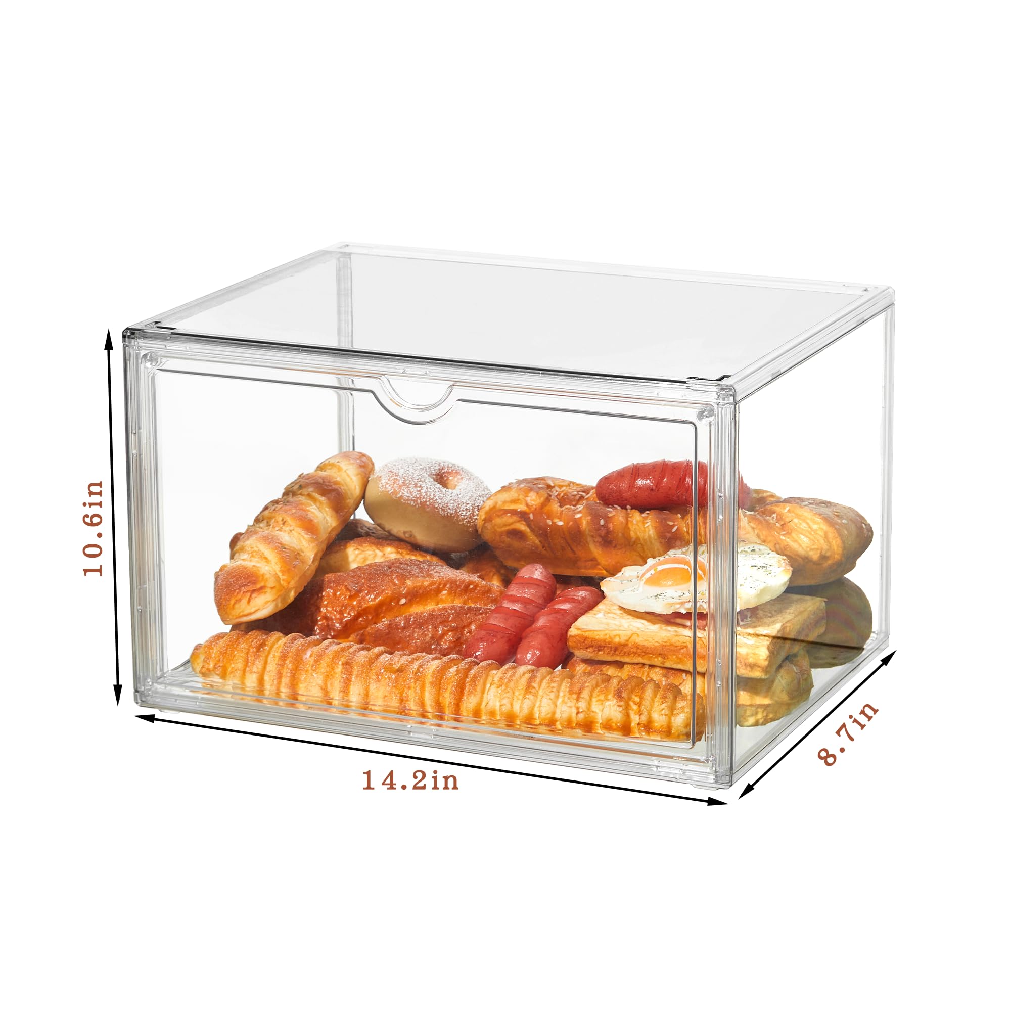 4-Piece Stackable Bread Storage Containers for Kitchen Countertop - Large Airtight Bread Box Set for Bread, Bagels, Muffins | Perfect for Bakery Display, Pantry Organization & Fresh Food Storage