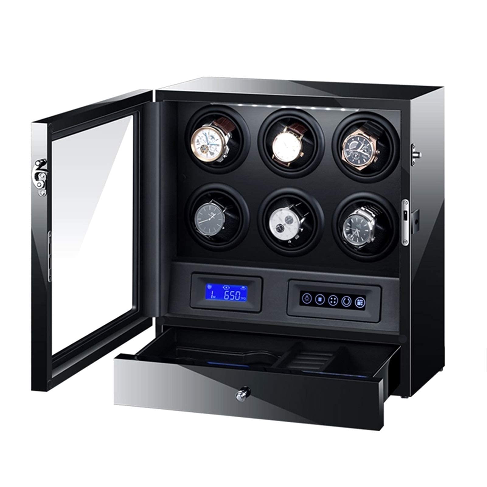Automatic Watch Winder with LED & LCD Screen - Quiet Motor for Jewelry Storage | Home & Office Use