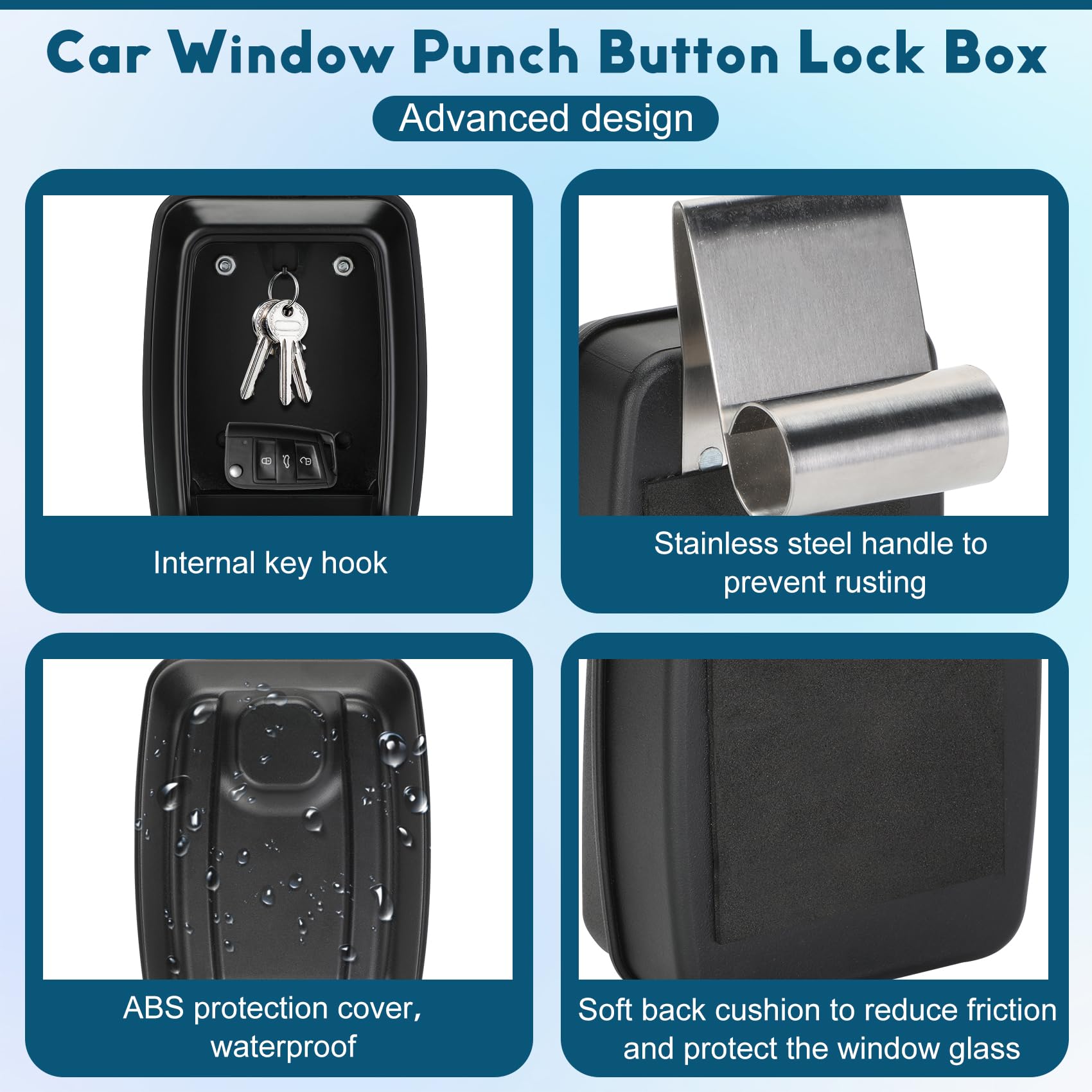 SL-591 Car Window Lock Box - Secure Key Storage for Ride Share, Turo & GetAround | Vehicle Window Punch Button Lock Box | Durable Black Car Accessory for Uber Drivers & Car Rentals | Perfect for Key Exchange & Parking Security