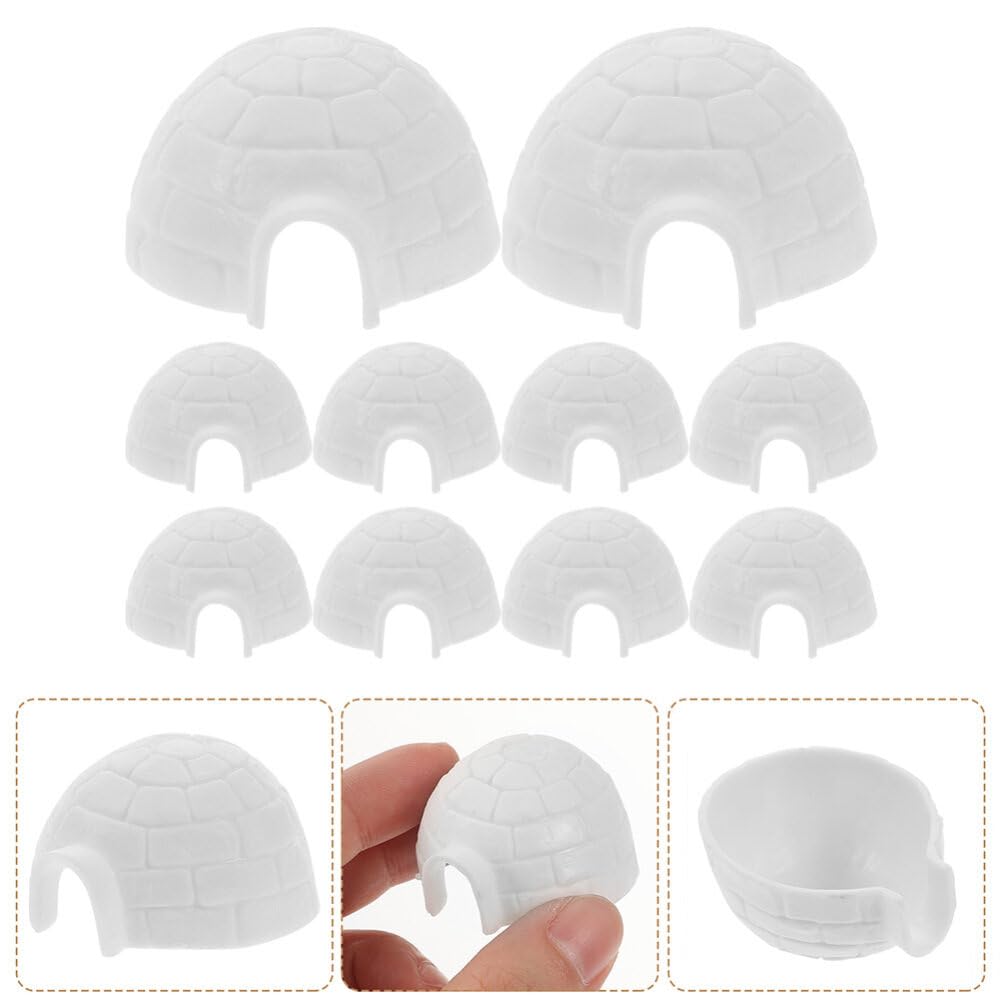 10pcs Mini Igloo Figurines - Lifelike Arctic Ice House Models for Dollhouse Decor, Cake Toppers & Micro Landscapes | Miniature Igloo Statues for Winter Scenes, Christmas Displays & Educational Toys