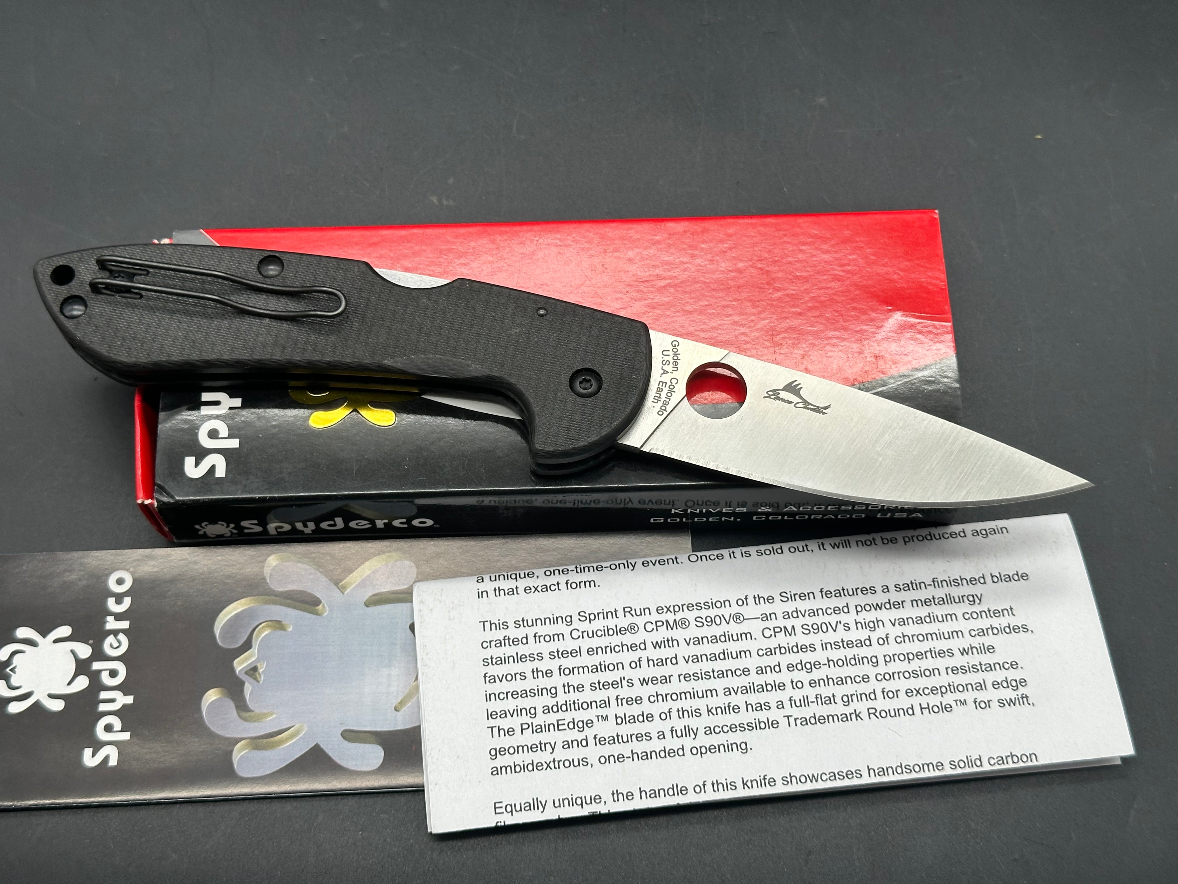 Spyderco Siren Lockback Folding Knife - Sprint Run Carbon Fiber Handle, 3.6