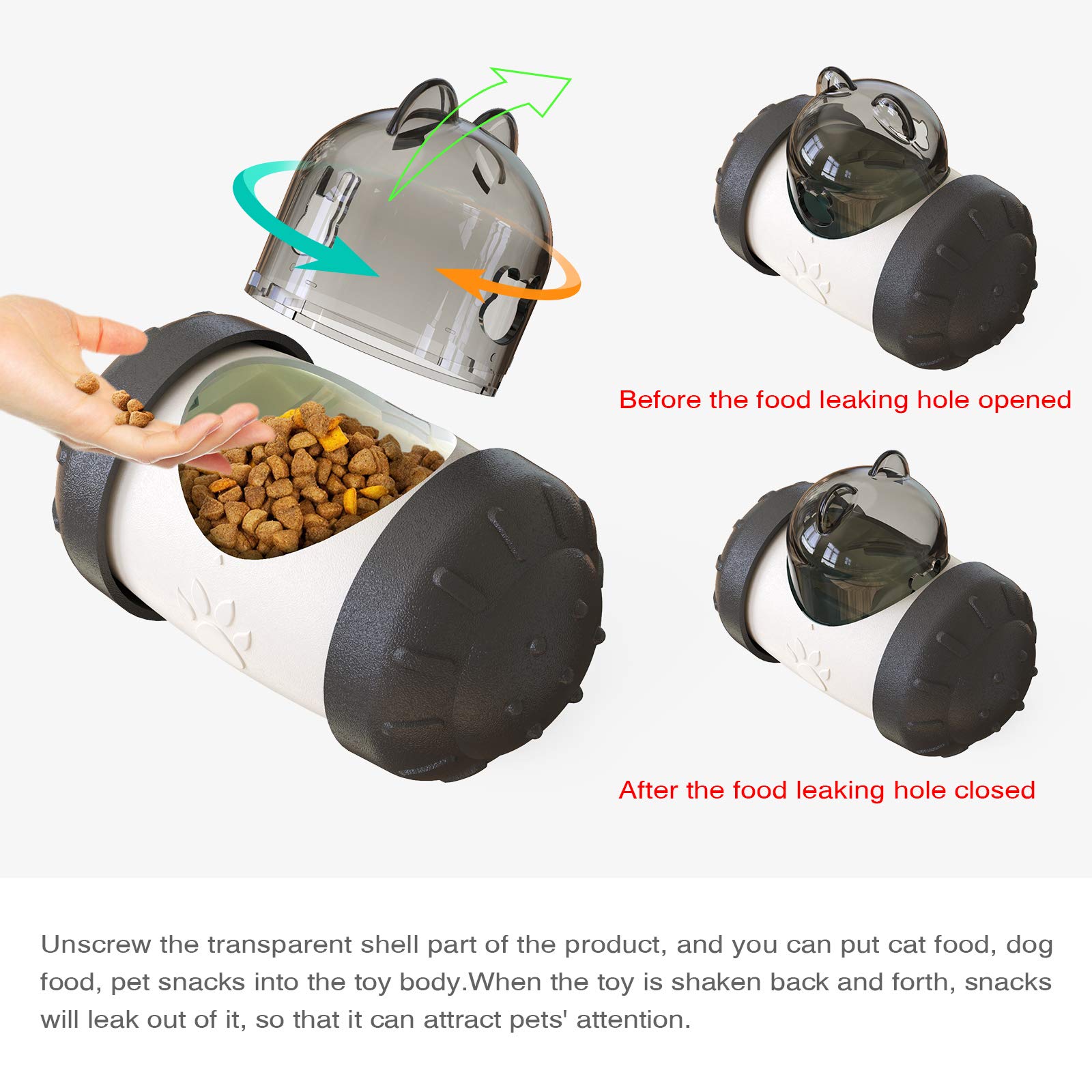 Interactive Treat Dispensing Dog Toy - IQ Boosting Tumbler Feeder Ball for Dogs & Cats | Slow Feeding Puzzle Toy for Mental Stimulation | Perfect for Indoor Play, Training & Boredom Relief (Black)