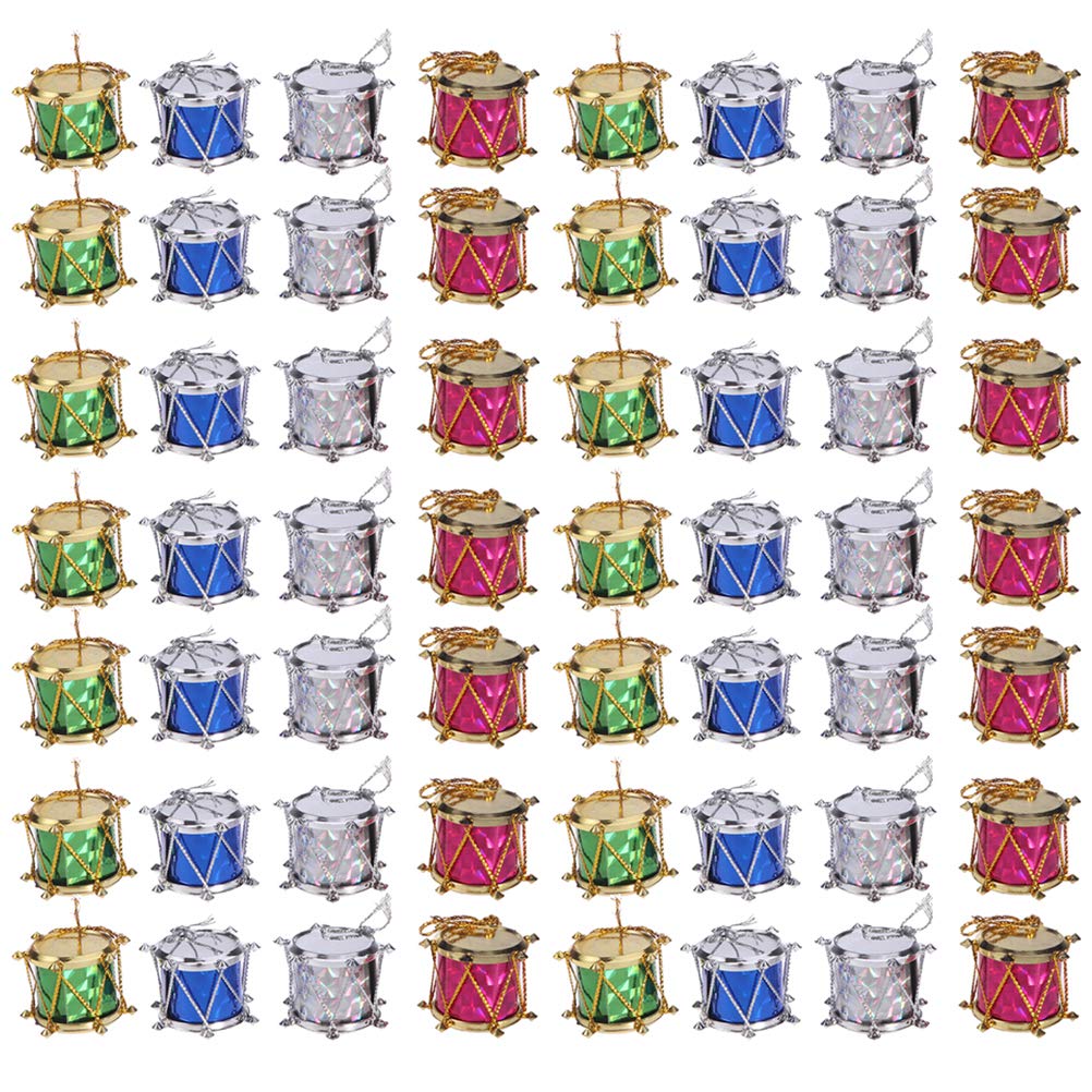 60 Pcs Christmas Snare Drum Ornaments - Hanging Drum Decorations for Xmas Tree, Holiday Party & Home Decor - Festive Musical Theme Christmas Tree Pendants