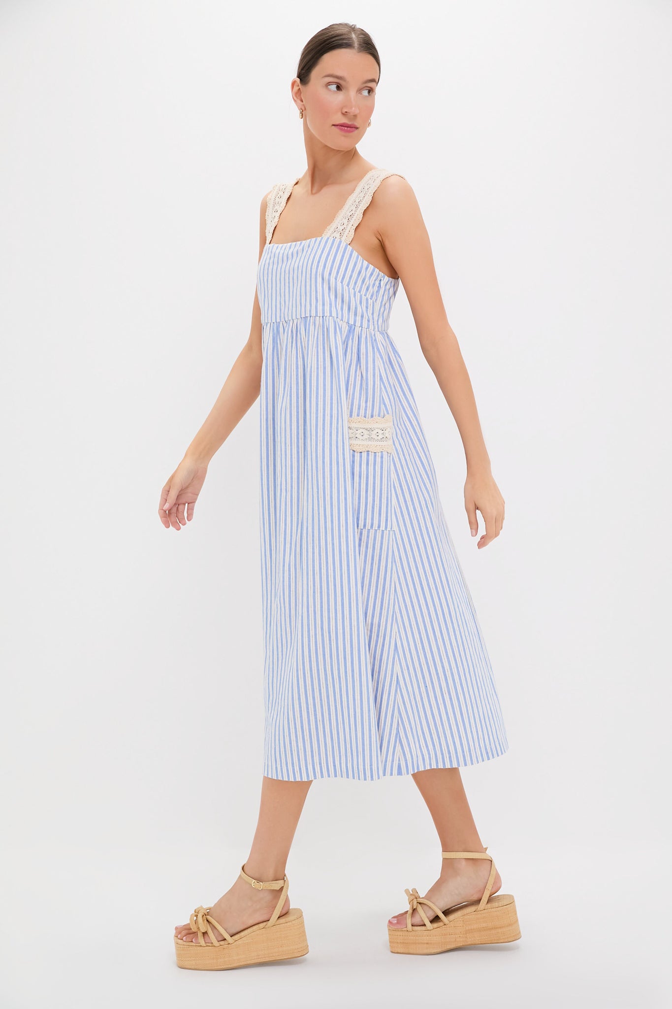 Blue Striped Harbor Dress for Women - Casual Summer Beach Dress with Pockets | Perfect for Vacations, Parties & Outdoor Events