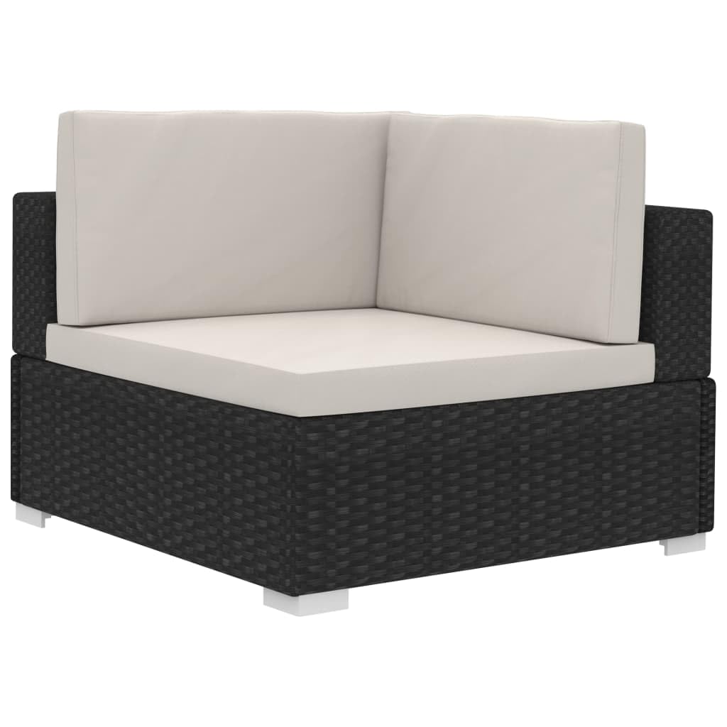 3 Piece Patio Sofa Set with Cushions - Durable Poly Rattan Outdoor Furniture in Black - Perfect for Garden, Backyard, and Poolside Relaxation