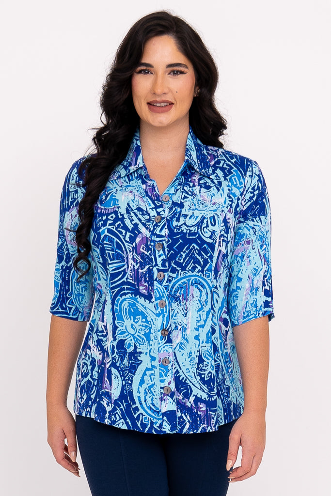 Lorine Women's Blouse - Stylish & Curious Design, Soft Linen Bamboo Fabric for Casual Wear & Summer Outfits