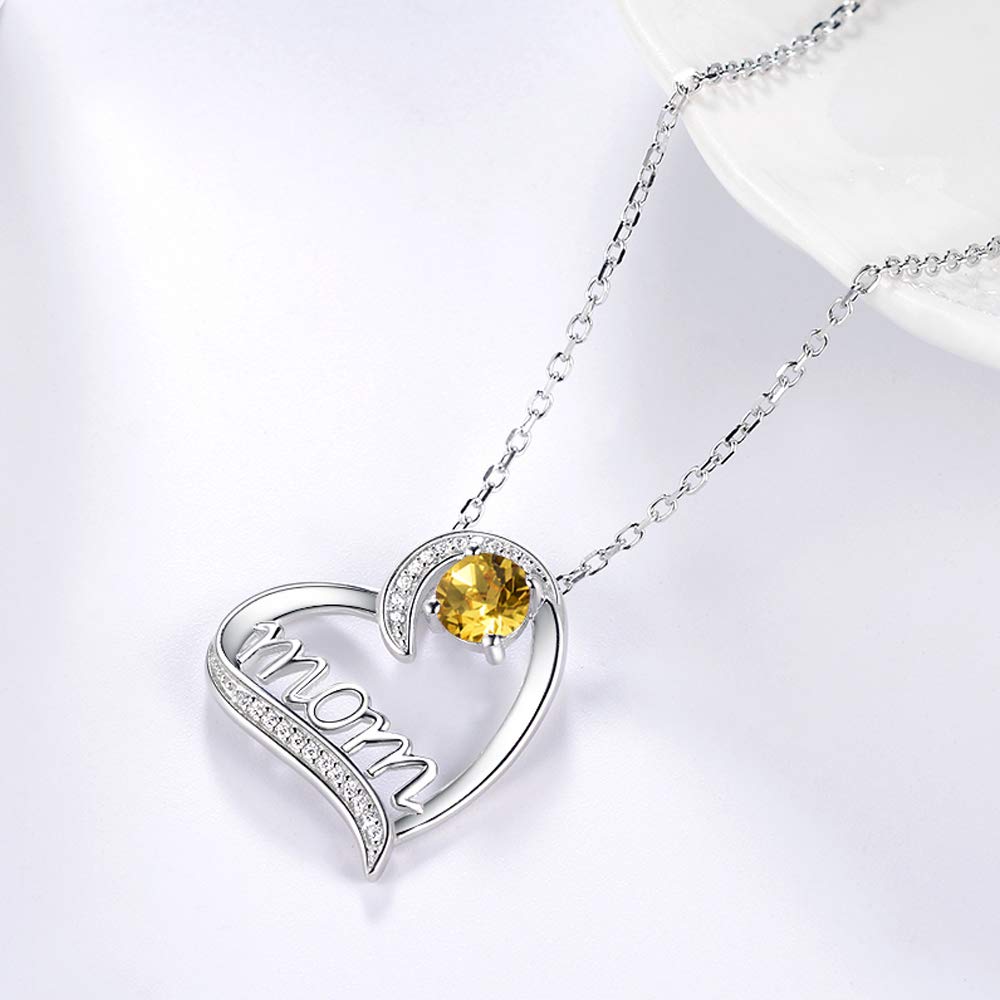 Dorella Sterling Silver Birthstone Necklace for Women - March Aquamarine, April Diamond, May Emerald Heart Pendant Jewelry | Perfect Birthday Gift for Her, Anniversary Present & Valentine's Day Jewelry